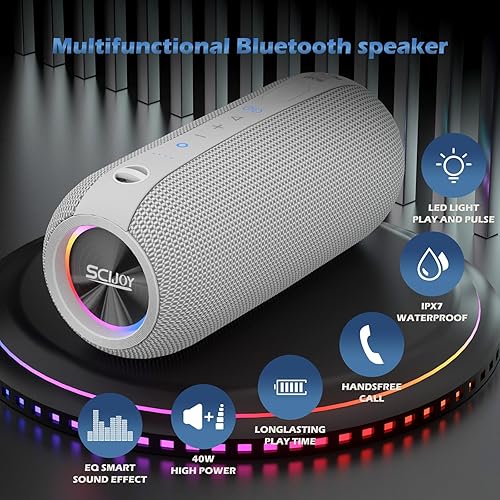 Miniatura 7 de Altavoces Bluetooth, altavoces Bluetooth de 40 W inalámbricos con sonido estéreo, altavoces portátiles IPX7 impermeables para exteriores con