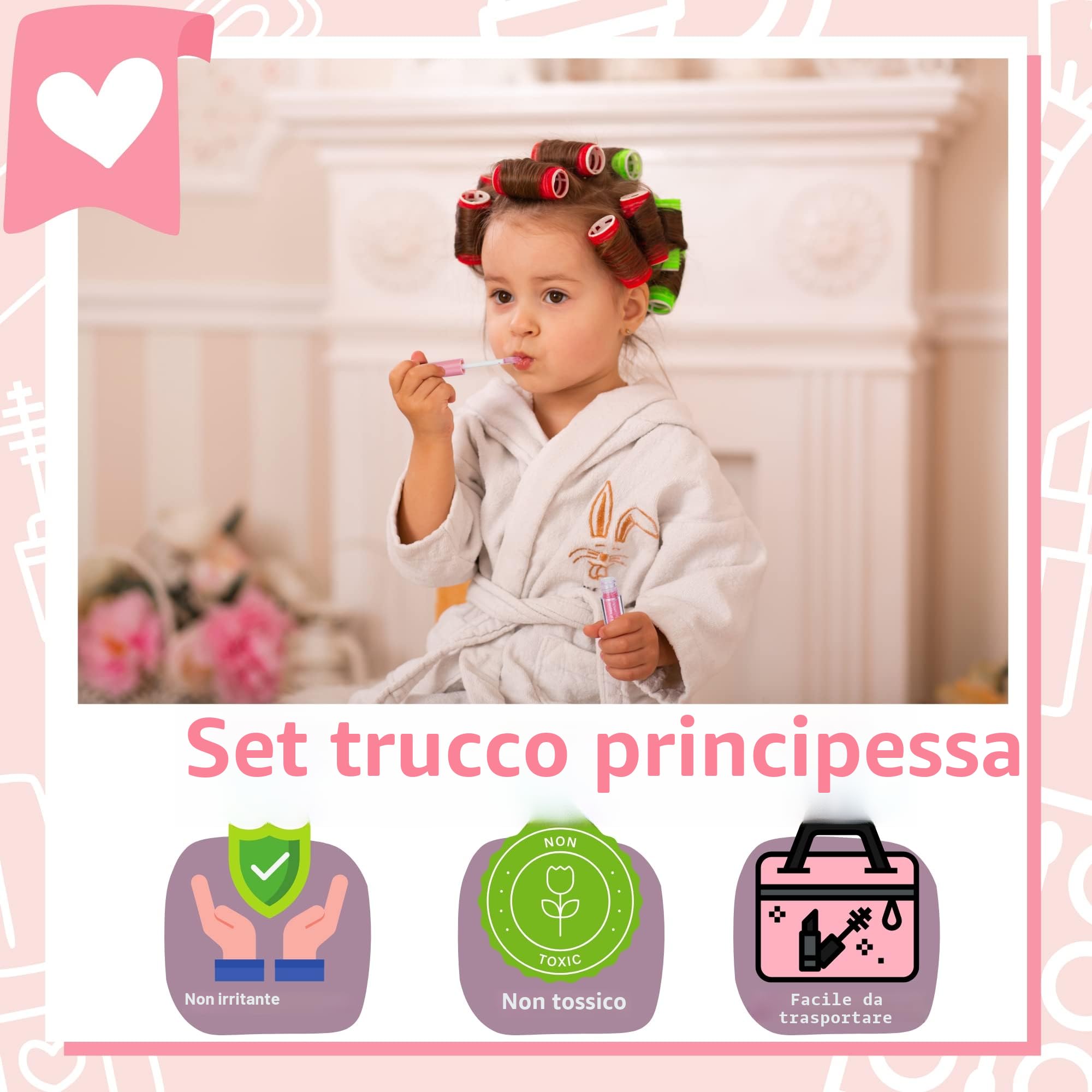 Lubibi Set Trucco Lavabile per Bambini con Valigetta, Testati per la Sicurezza Kit di Cosmetici Veri per Bambini Regalo di Compleanno di Natale Giocattolo per Ragazze età 4 5 6 7 8