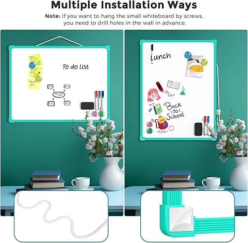 Vista 53 de MaxGear Pizarra blanca colgante de doble cara para pared, pizarra blanca colgante de 16 x 12 pulgadas, pequeña pizarra blanca de borrado en seco