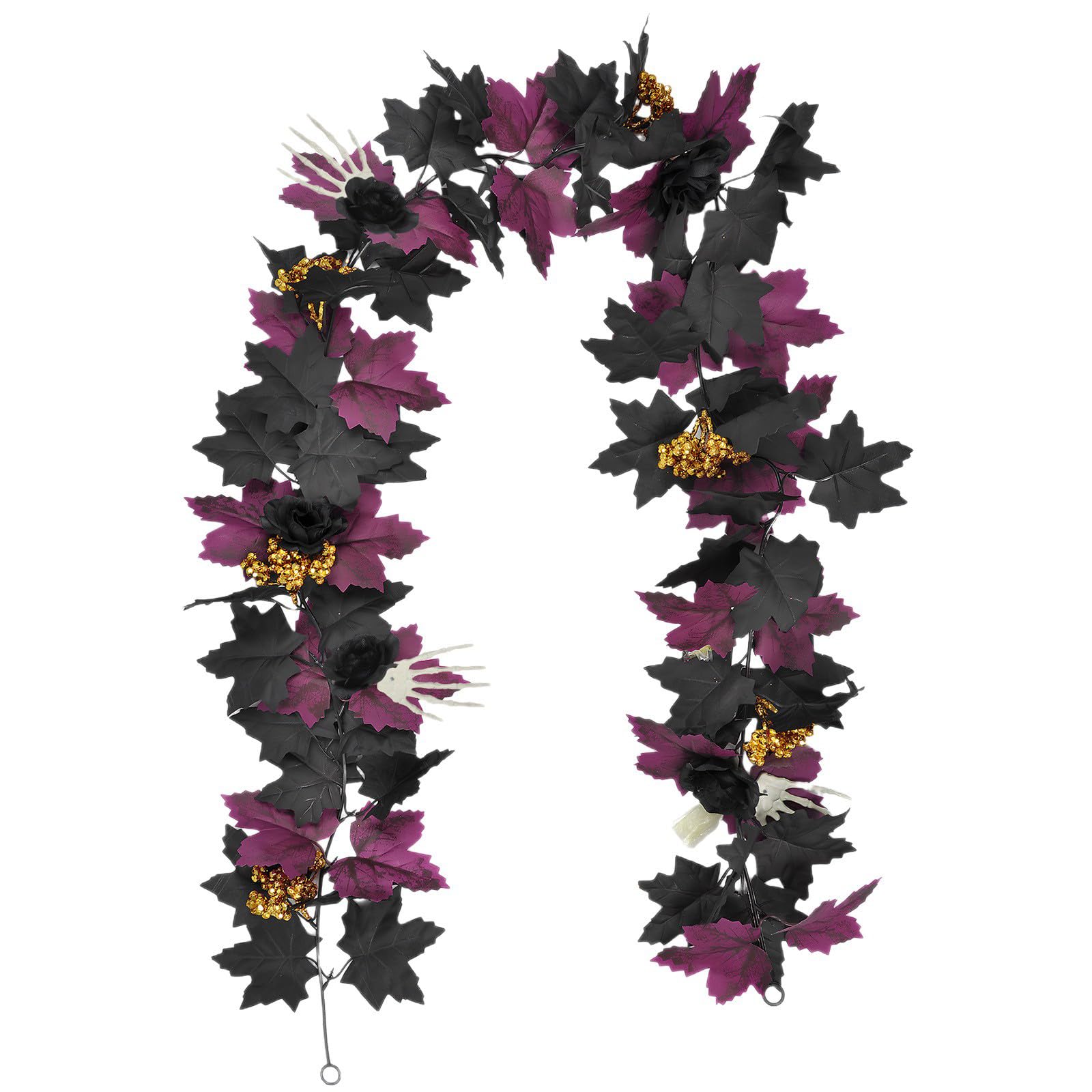 Tsophreniq Artificial Maple Garland Bendable Fall Decor Silk Flowers for Halloween Thanksgiving Home Accent Bendable Silk Maple Garland Halloween Fall Home Decor with Artificial for Party