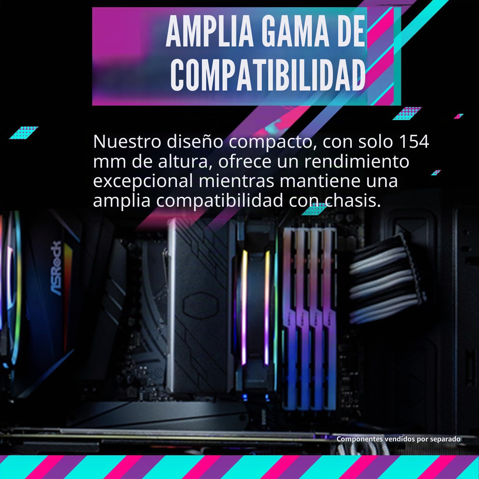 Cooler Master Hyper 212 Halo Black - Enfriador de aire para CPU, ventilador PWM de 120 Halo², ARGB de doble bucle, cubierta superior de aluminio, 4 tubos de calor de cobre, 154 mm de alto, soportes