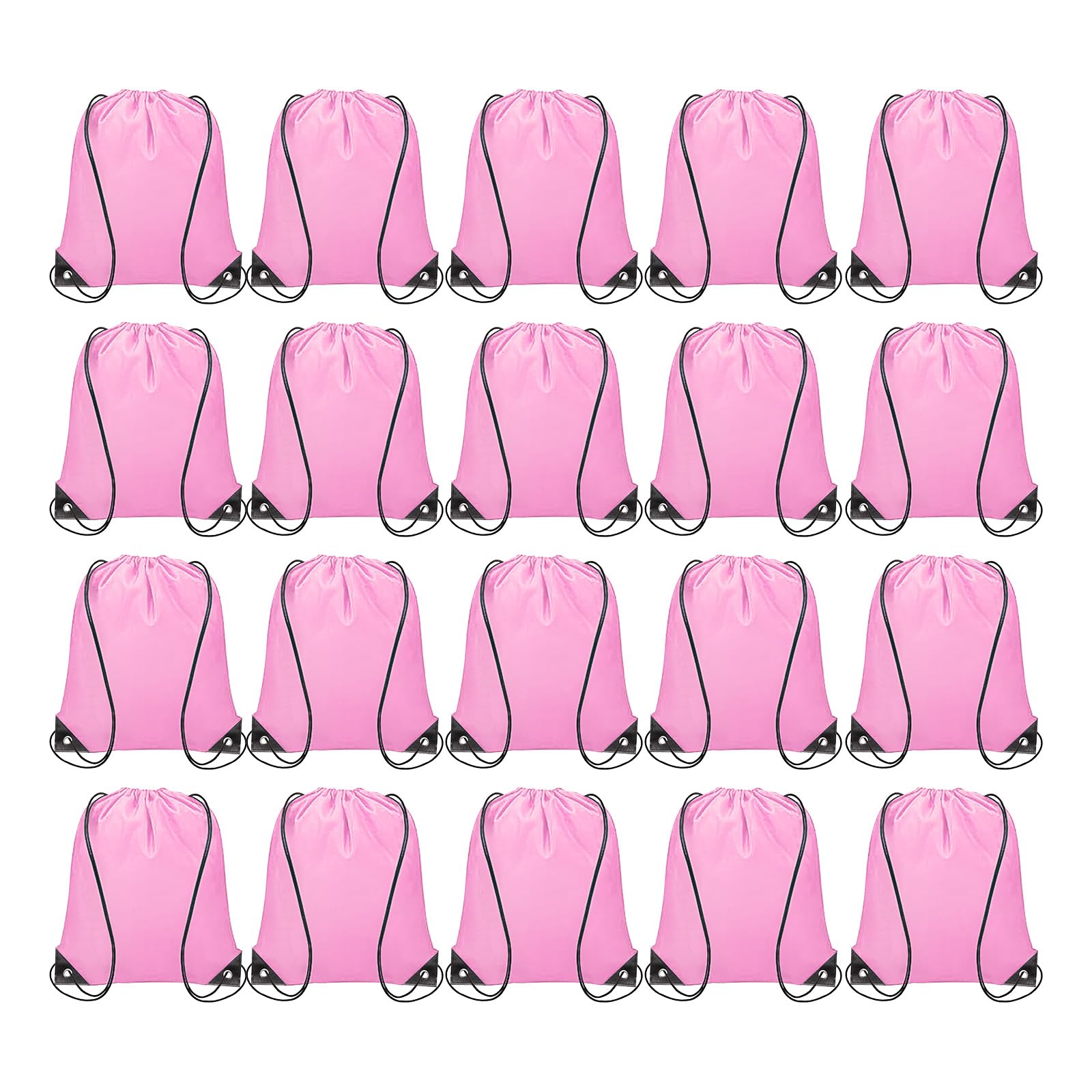 sourcing map 20pcs Drawstring Bags Draw String Backpack Bulk Polyester Sport Draw String Bag Gym Sack Cinch Tote String Backpack for Gym Party Sport Trip Swimming Beach, Pink