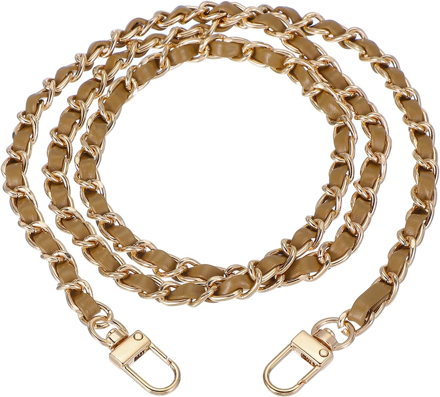MECCANIXITY Purse Chain Strap, 39 Inch PU Leather Purse Handle Strap Replacement DIY Chain Strap with Zinc Alloy Buckle for Crossbody Bag Shoulder Bag, Brown