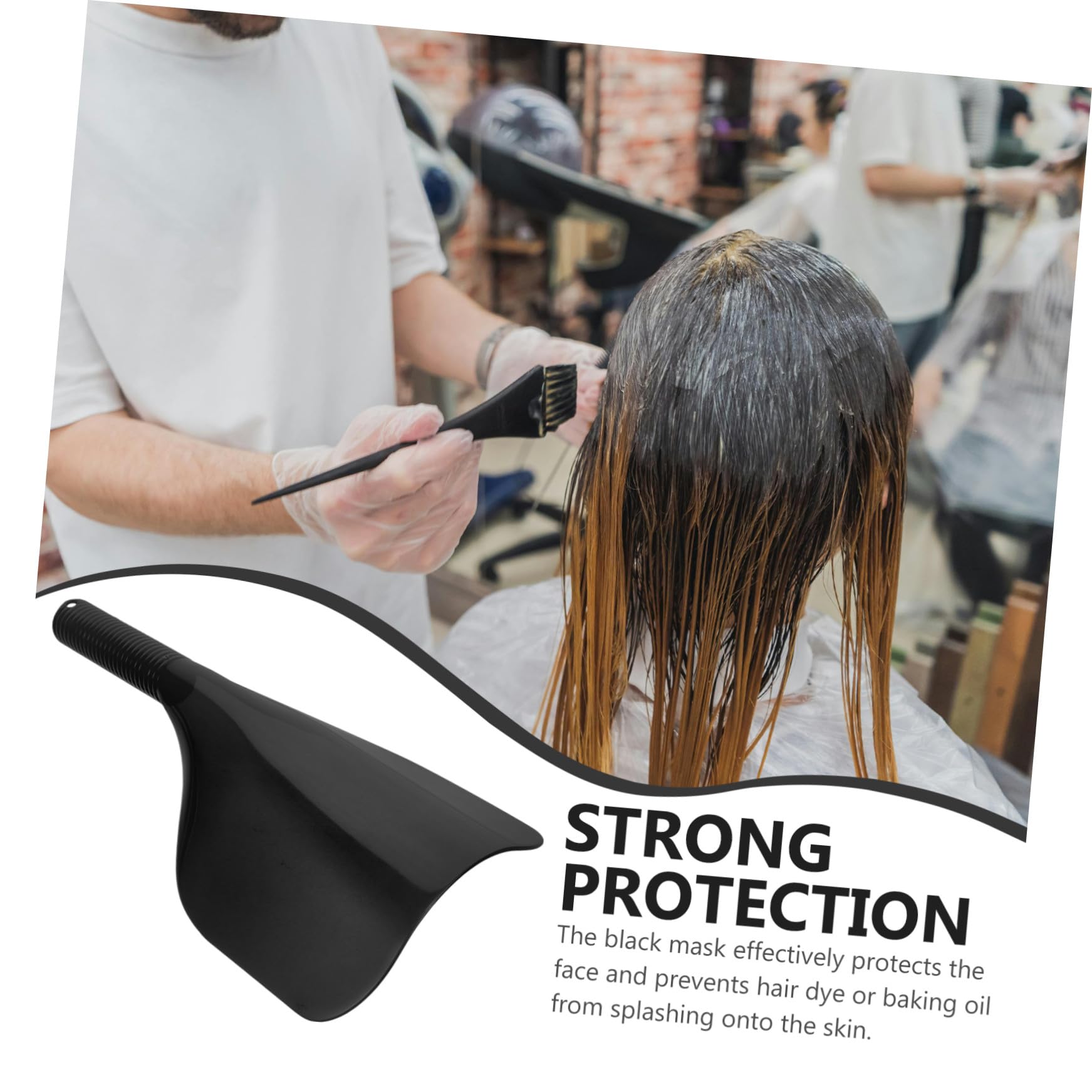 Bouclier Protection Coiffure Facial Plastique Noir Poignée de Réutilisable pour Visage et Yeux Lors de Coloration et Coupe de Cheveux en Salon