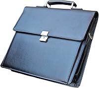 Vista 9 de Mens Leather Briefcases Office Attorney Student Attache Case Messenger Bag wPadded Compartment,Black