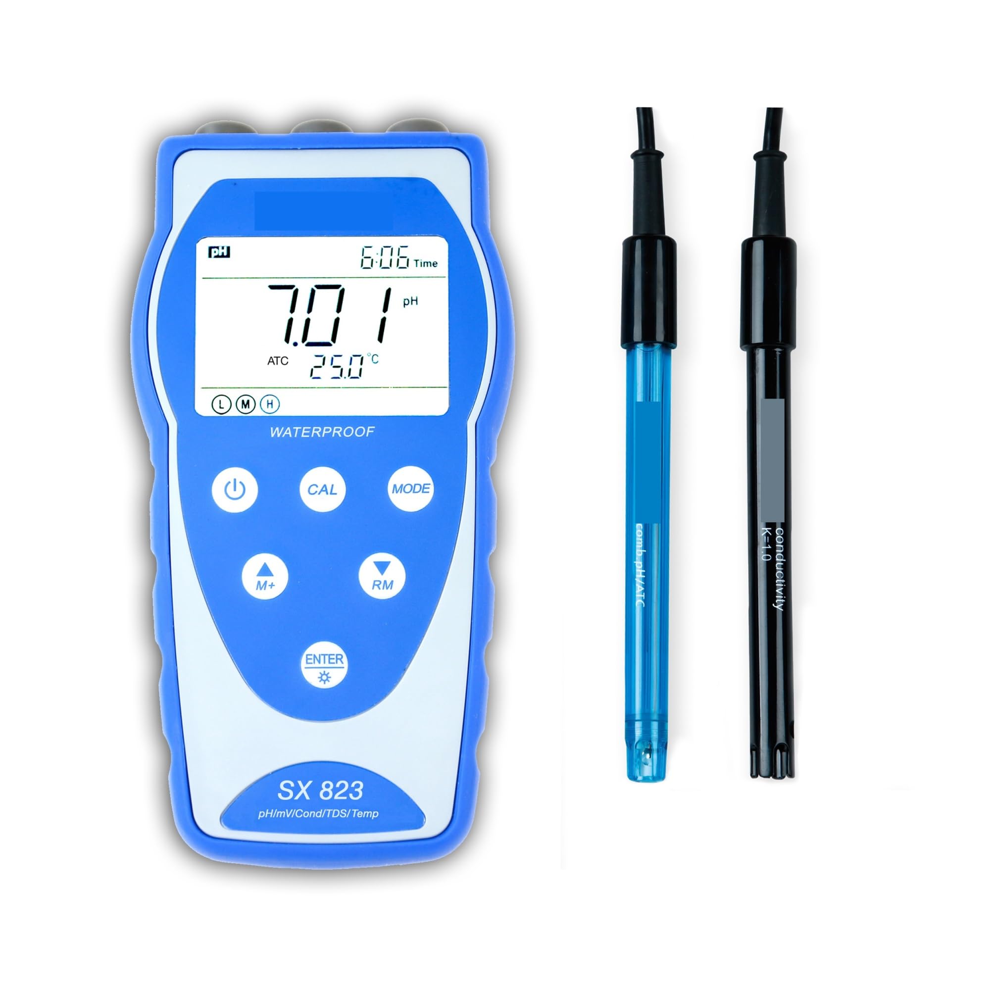 SX823 Medidor de pH portátil Medidor de conductividad Medida de PH, conductividad, TDS, salinidad y resistencia de la solución acuosa