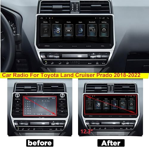Miniatura 2 de Radio de coche para Toyota Land Cruiser Prado 2018-2022 2G+32G 12.3 pulgadas Android 10 pantalla táctil estéreo de coche multimedia audio estéreo