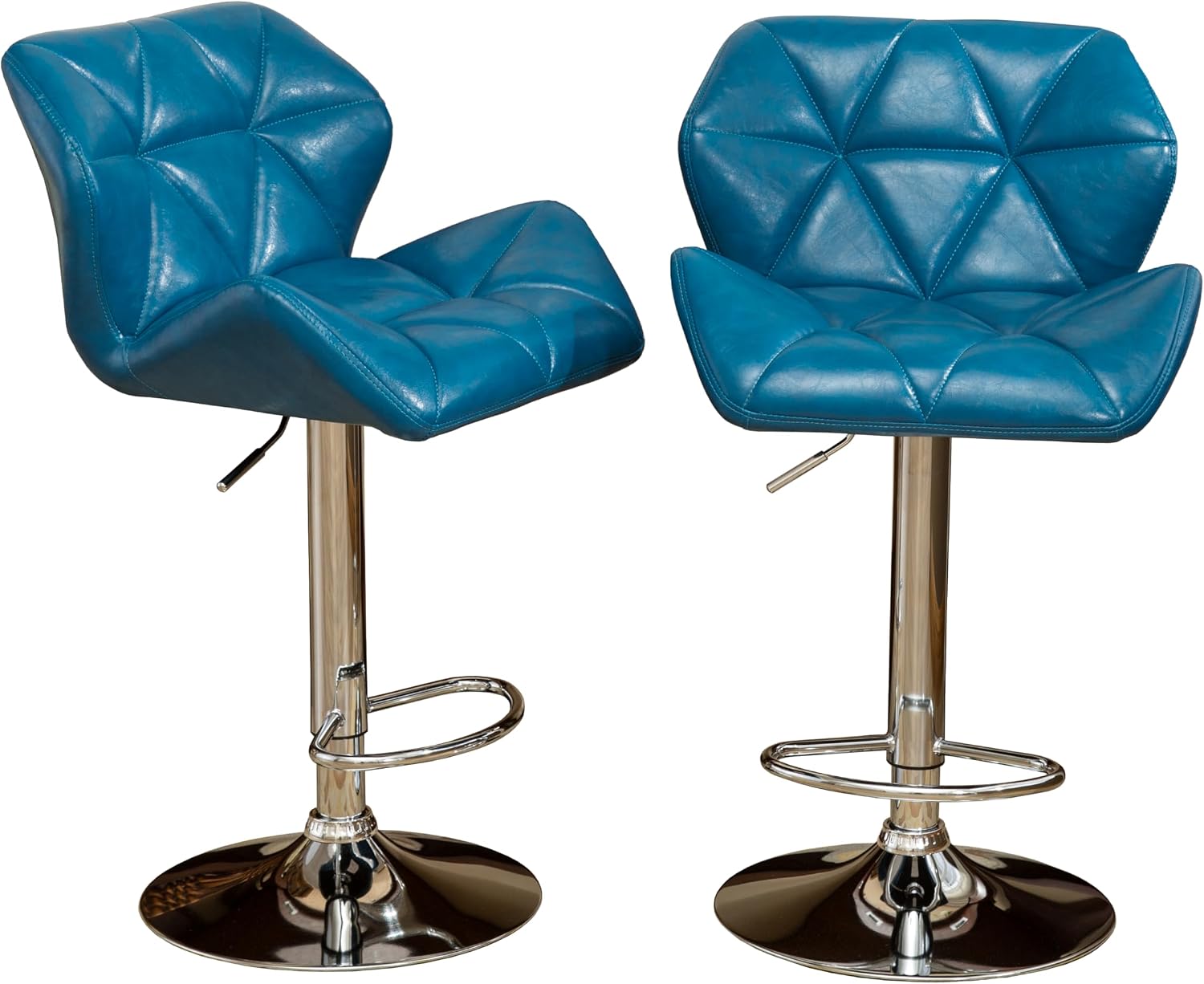 Roundhill Furniture Glasgow Contemporary Tufted Adjustable Height Hydraulic Blue Bar Stools, Set of 2,