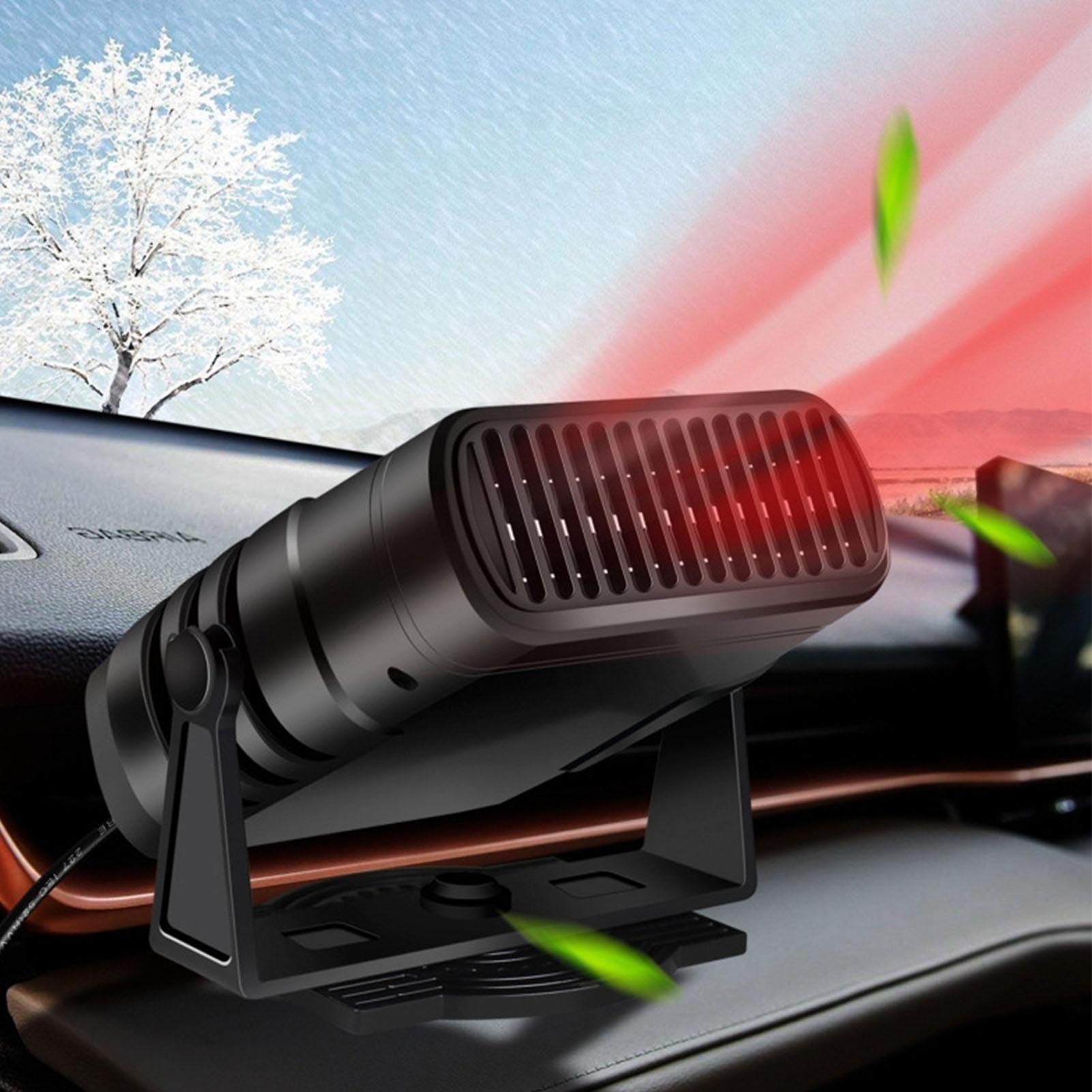 Draagbare autoverwarming,12V/24V autoverwarming,Snelle verwarming auto voorruitverwarming Fan ontdooimachine met 360 ° rotatie auto ontdooier