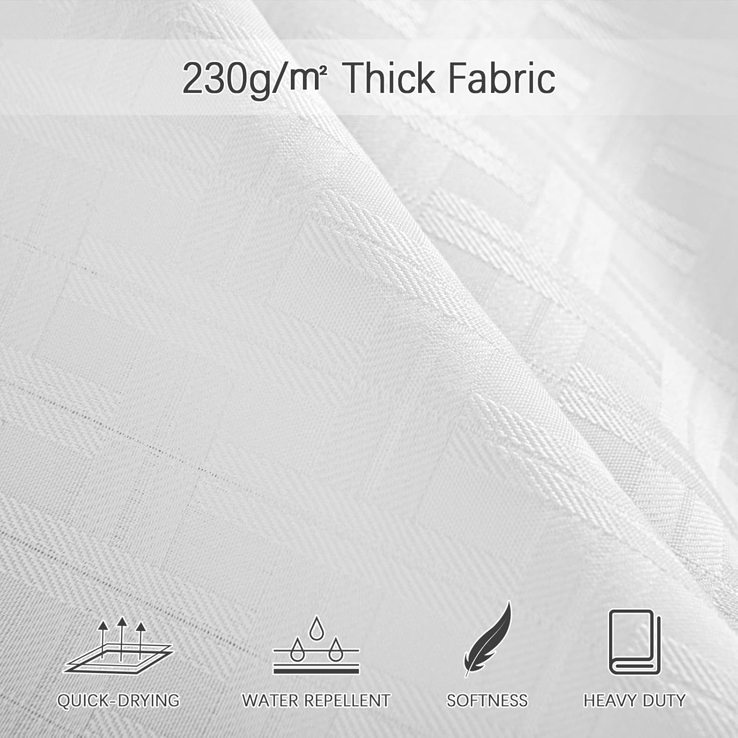 PANGSINNE Stall Waterproof Shower Curtain 60 Inches Beige Heavy Duty Shower Curtain for Bathroom, Machine Washable 230GSM Modern Shower Curtains with 10 Metal Hooks, 60Wx72H, Ivory White