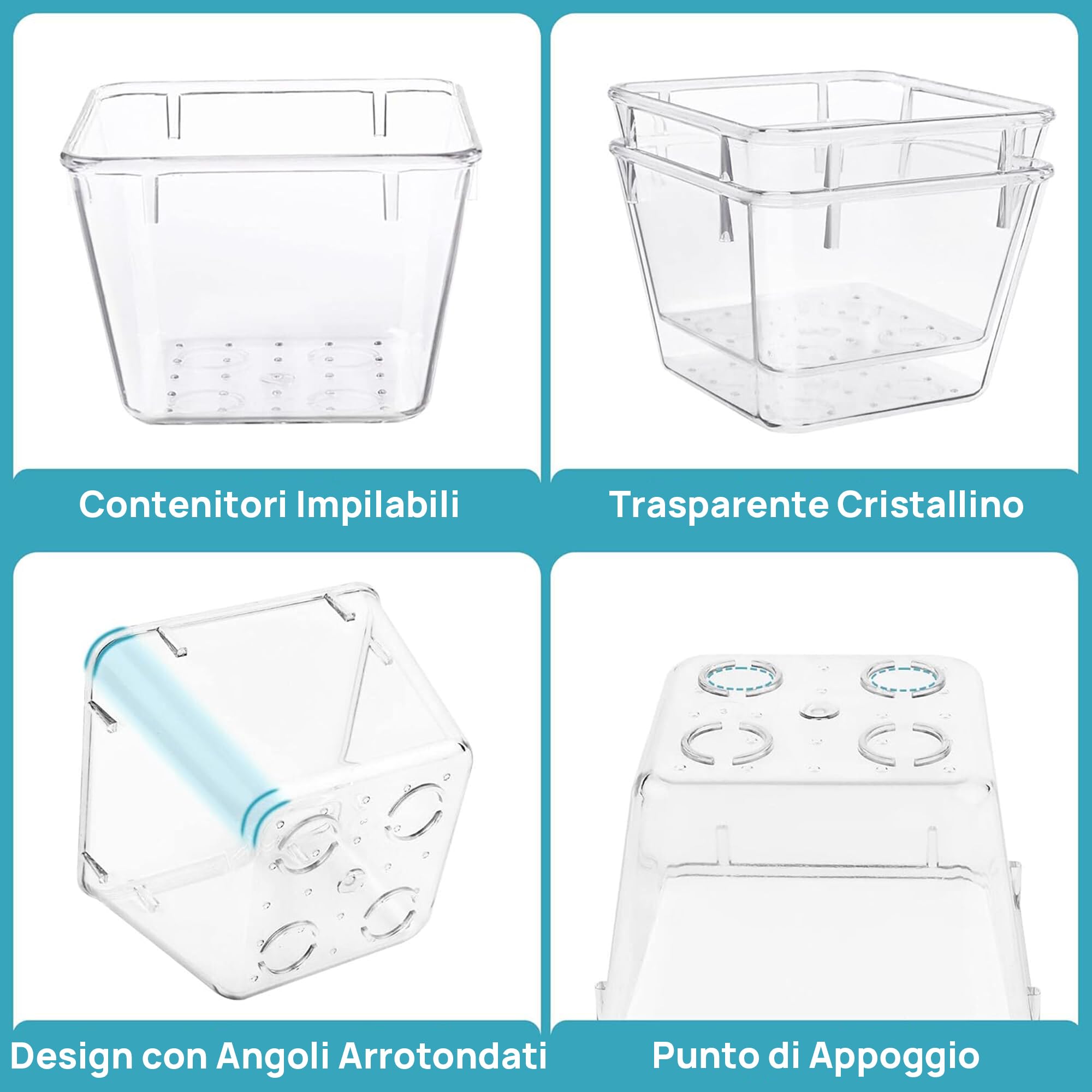 Vtopmart 15 Pezzi Sistema Organizer per cassetti ，4 Dimensioni Organizzatore Cassetti in Plastica Trasparente, Organizer Cassetti Bagno per Trucchi, Scrivania, Ufficio e Cucina