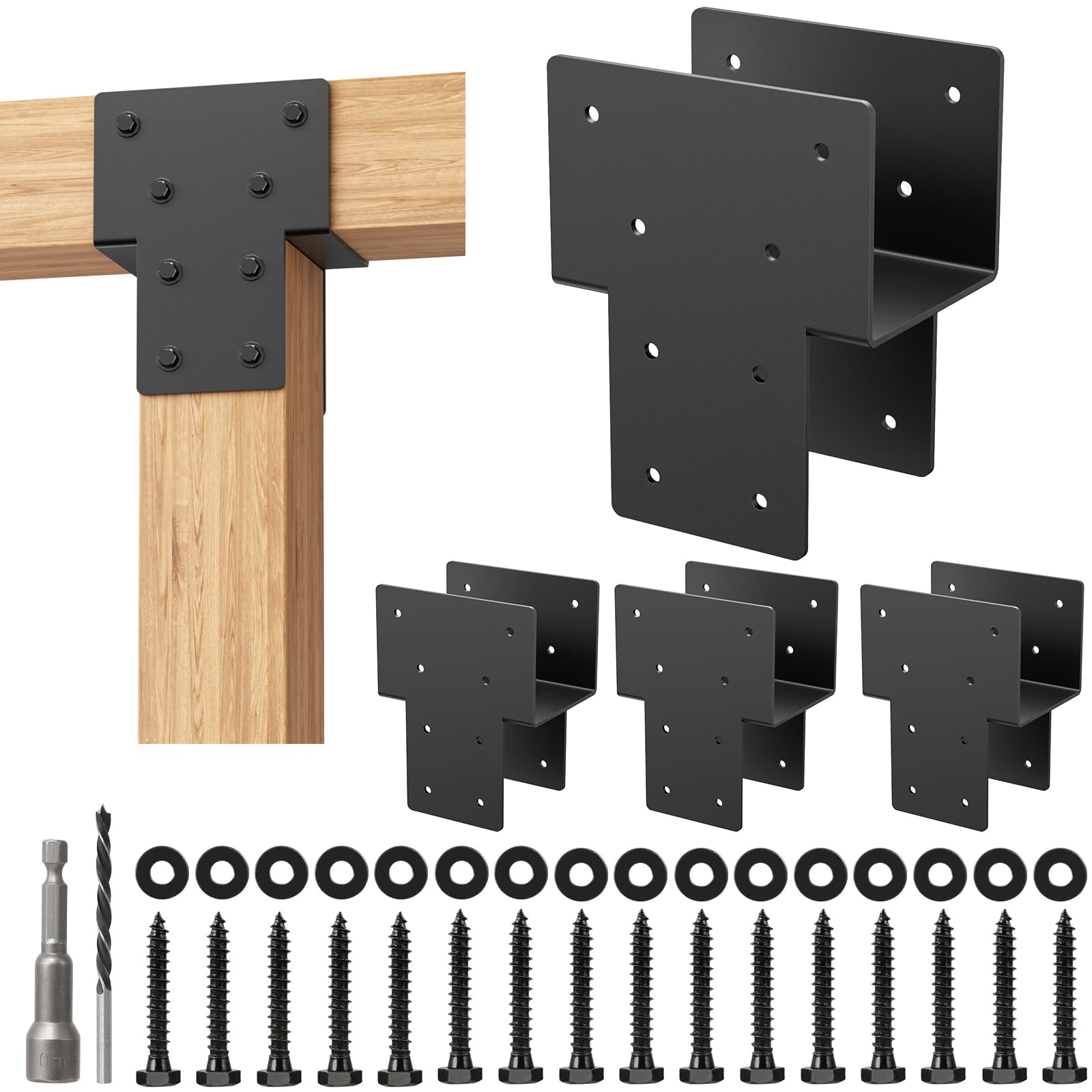 FMhotu 4x4 Post Caps Tie Brackets 3.5x3.5 4-Pack