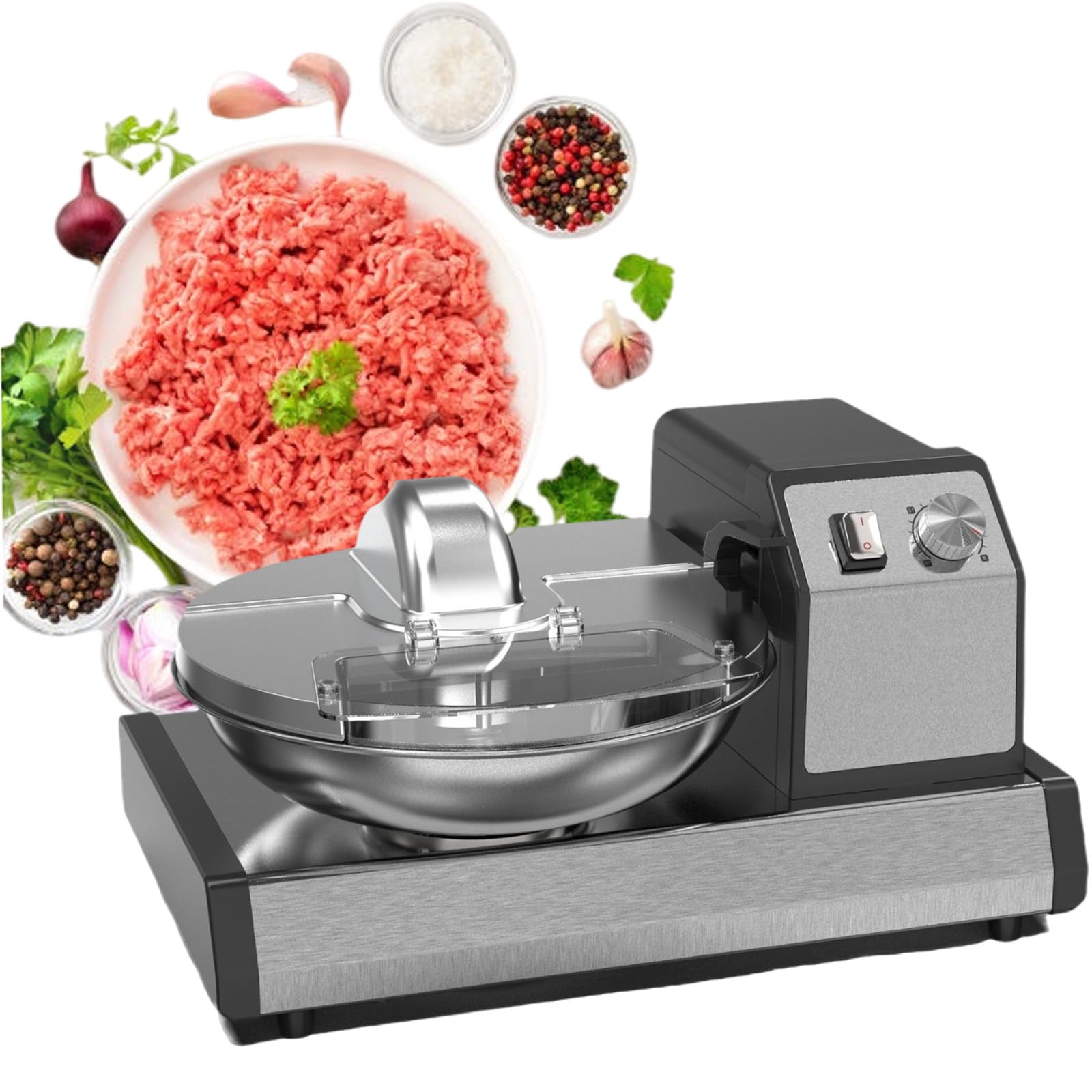 IUokLU 250W 5.5L Commercial Meat Vegetable Food Processor, Tabletop Electric Food Cutter Chopper, Multifunction Food Blender Cutter for Vegetables Meat Ginger Garlic