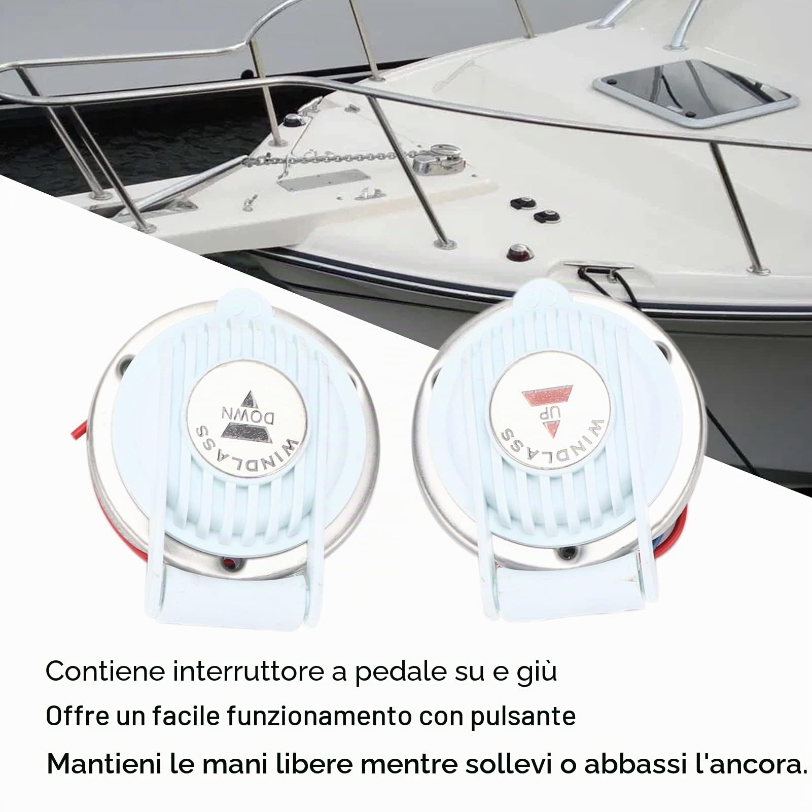 Pedale di ancoraggio, facile azionamento a pulsante Pedale per salpa ancora a mani libere con copertura protettiva incernierata per nave per verricello