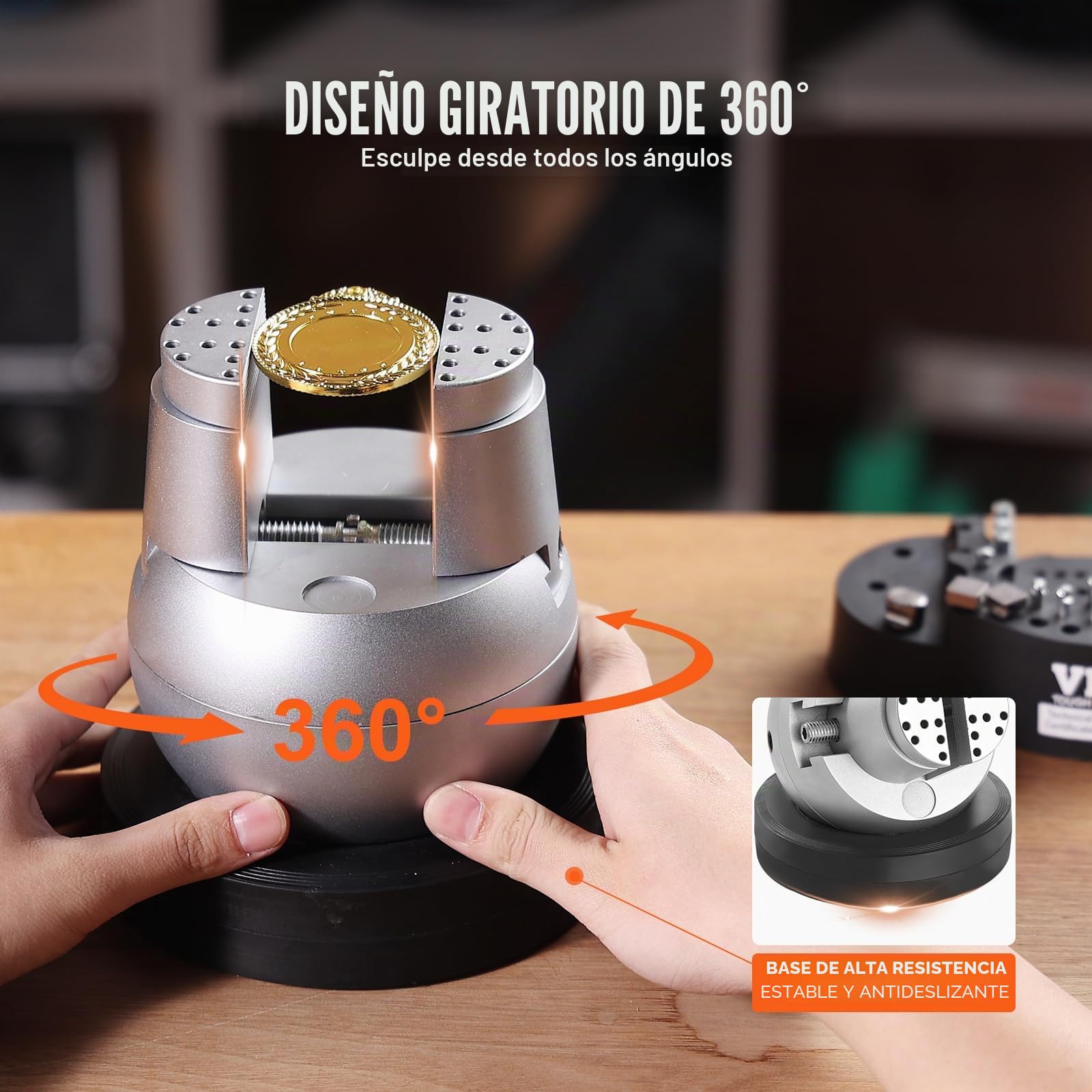 VEVOR Tornillo de Banco de Bolas para Grabador 127 mm, Base Giratoria de 360° Tornillo de Banco, Mandíbula Ajustable con 69 Accesorios, Herramienta de Ajuste de Grabado para Joyería de Precisión