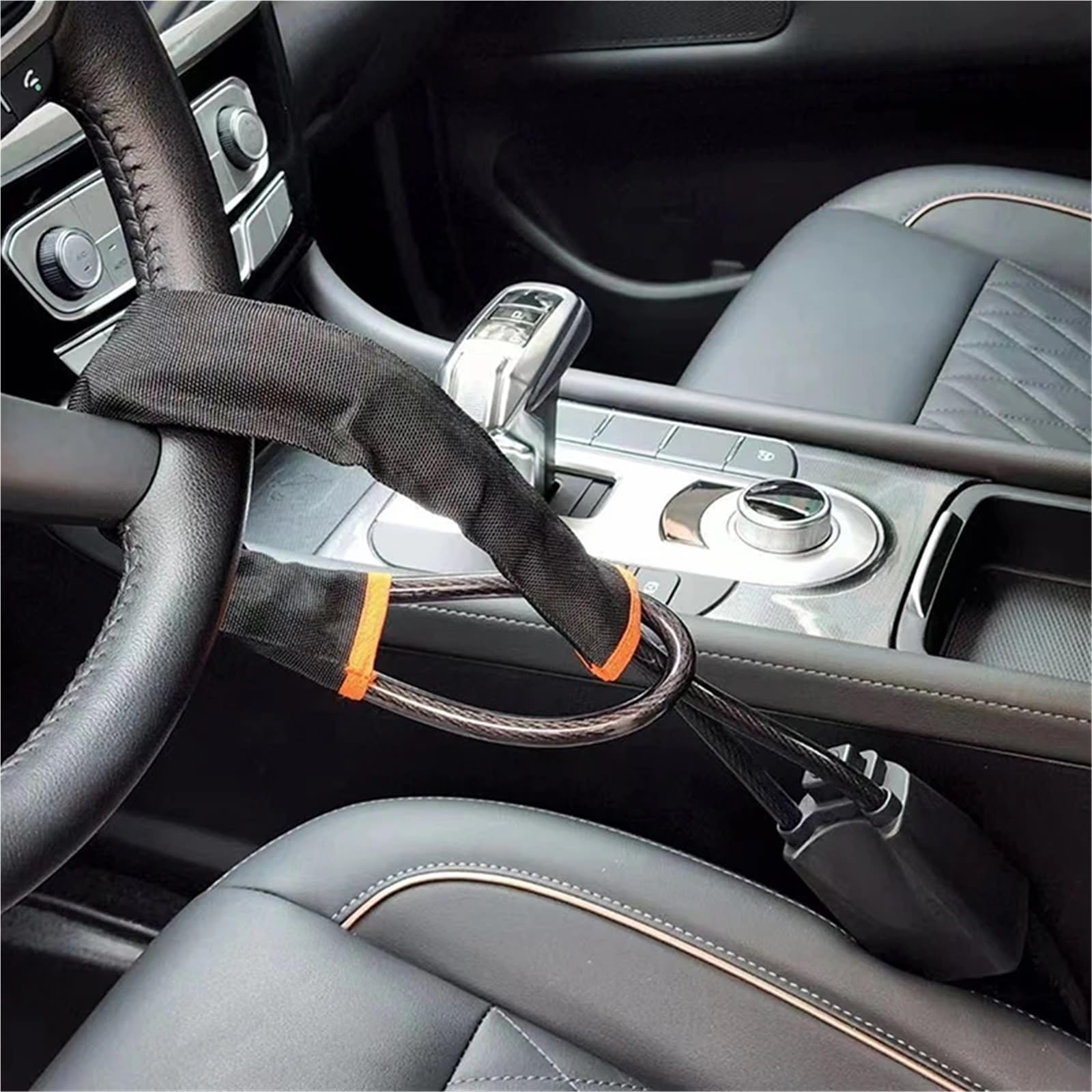 Cierre del cinturón de Seguridad del Volante con, Cerradura Universal for Volante de Coche con Hebilla for cinturón Seguridad, Multicolor(Red)