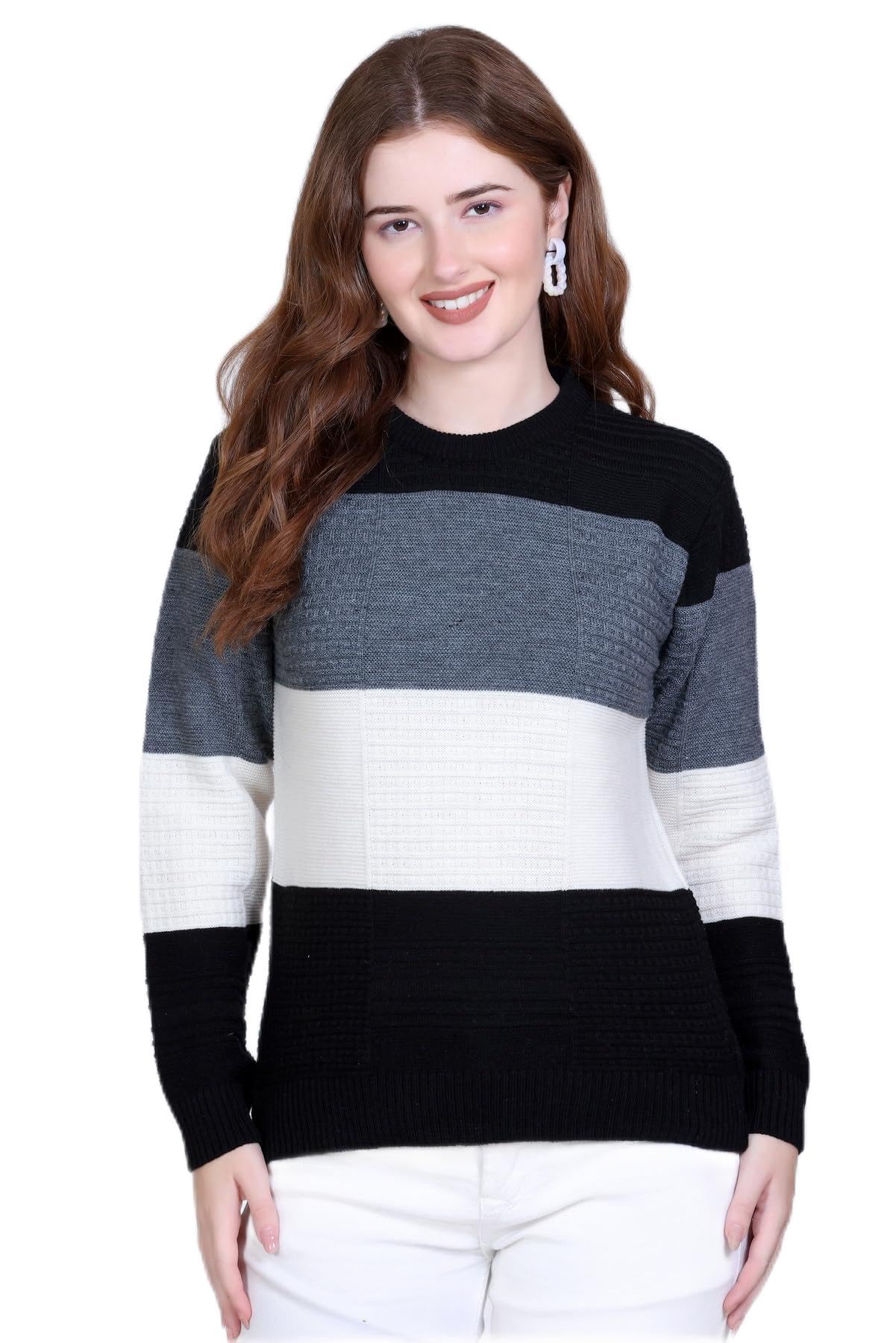 Women Wool Blend Solid Sweater Top Ladies Full Sleeve Winter Wear Soft Knit Pullover-image-45