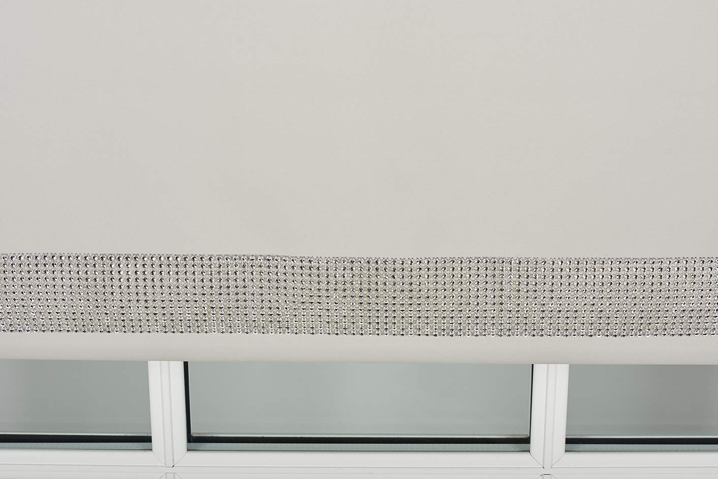 FURNISHED rolety zaciemniające Diamante Edge – termiczna, izolująca tkanina, dekoracyjne wykończenie z brokatem diamante, Szary Aż do 90W x 165L cm