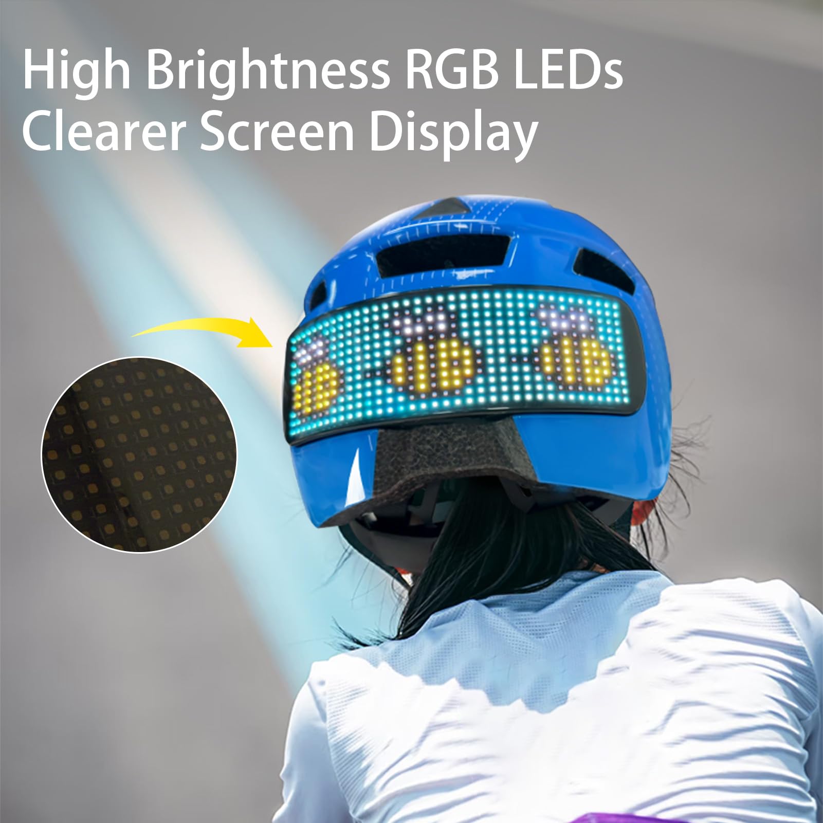 Casque de vélo pour enfants avec écran LED léger et réglable pour garçons et filles de 5 à 14 ans avec télécommande 64 motifs, doublure lavable pour cyclisme, scooter, patinage 52 à 56 cm