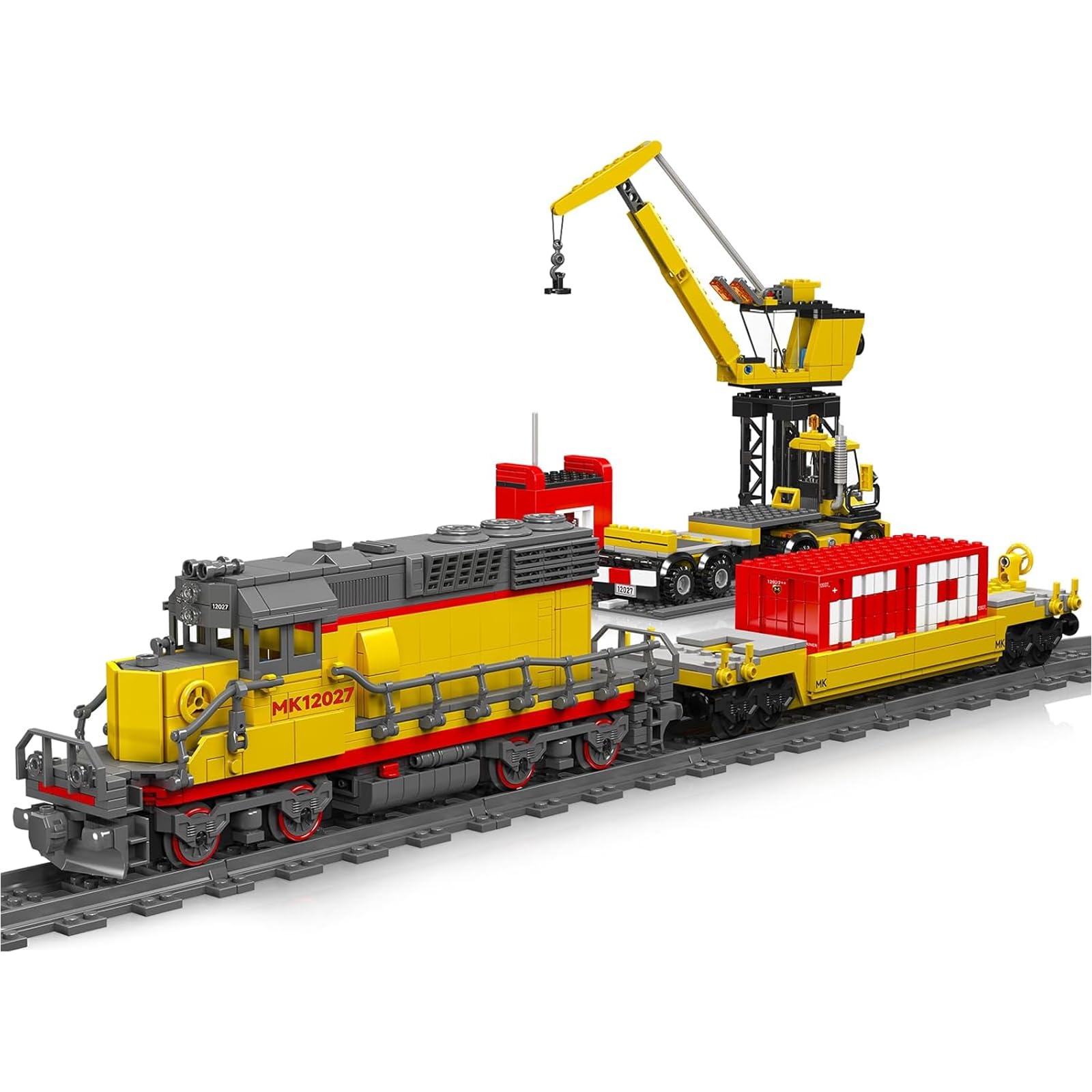 Mould King 12027 Technik EMD SD40-2 Diesel Locomotive Zug Baustein Modell, 1170 Teile Schienen Train mit Motor, Ferngesteuertes Zug Modellbausatz Bausteinset