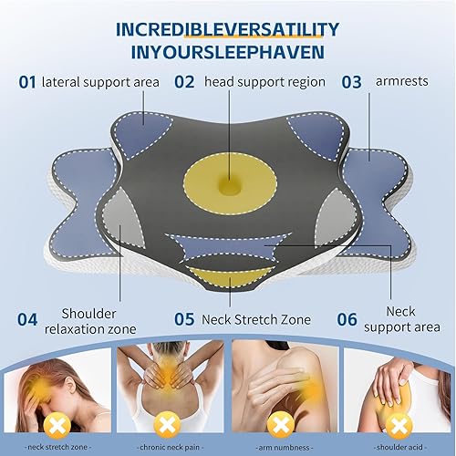 Miniatura 3 de Almohada cervical para el cuello para aliviar el dolor de cuello y hombros, almohada de espuma viscoelástica, almohadas ergonómicas de contorno