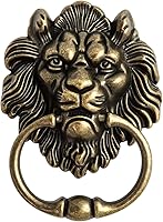 QWORK Antique Bronze Lion Head Door Knocker - Vintage Classic Zinc Alloy Design for Elegant Entryways