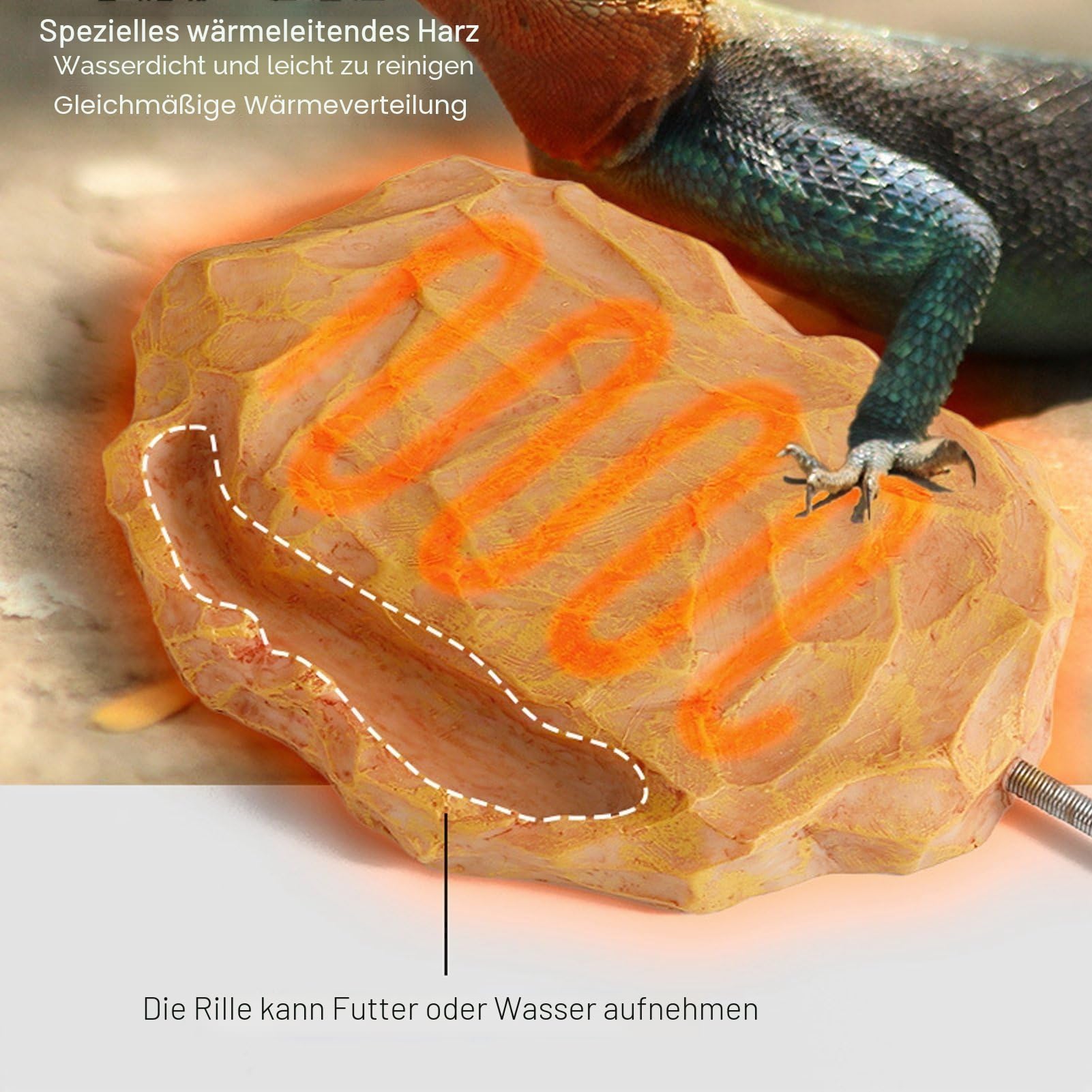 banapoy Reptilien-Heizfelsen, 5W 12V Harz versteckt Versteck für Schlangen Eidechsen Schildkröte Einsiedler, Heizung Rock Heater Habitat Verstecke Spot für Bartagame, Leopardgecko