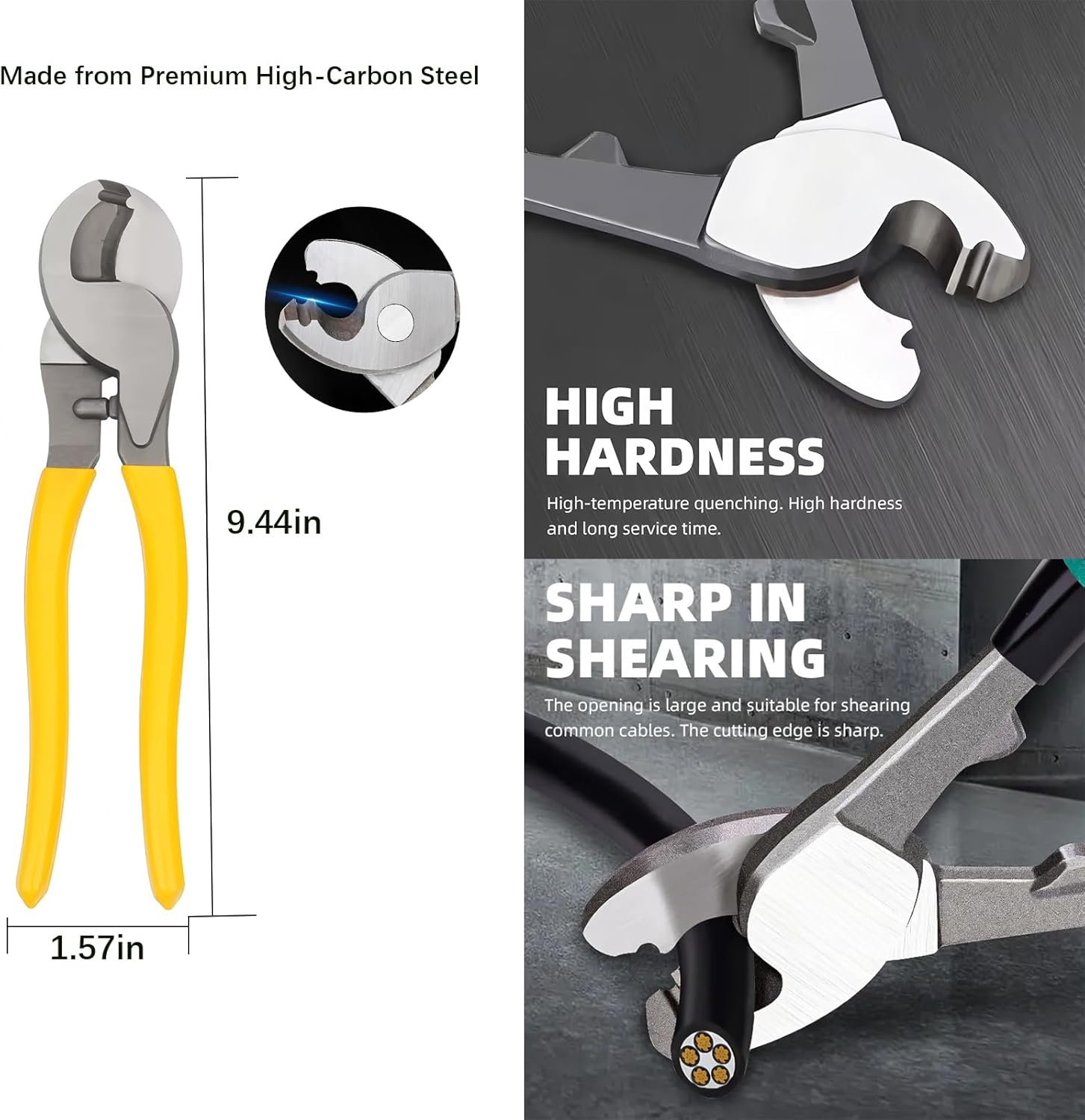Hydraulic Crimping Tool,with Cable Cutter & 9 Dies,Dattery Terminal Cable Crimper tool for 12 to 2/0 AWG, With Mini Heat Gun and Heat Shrink Tubing