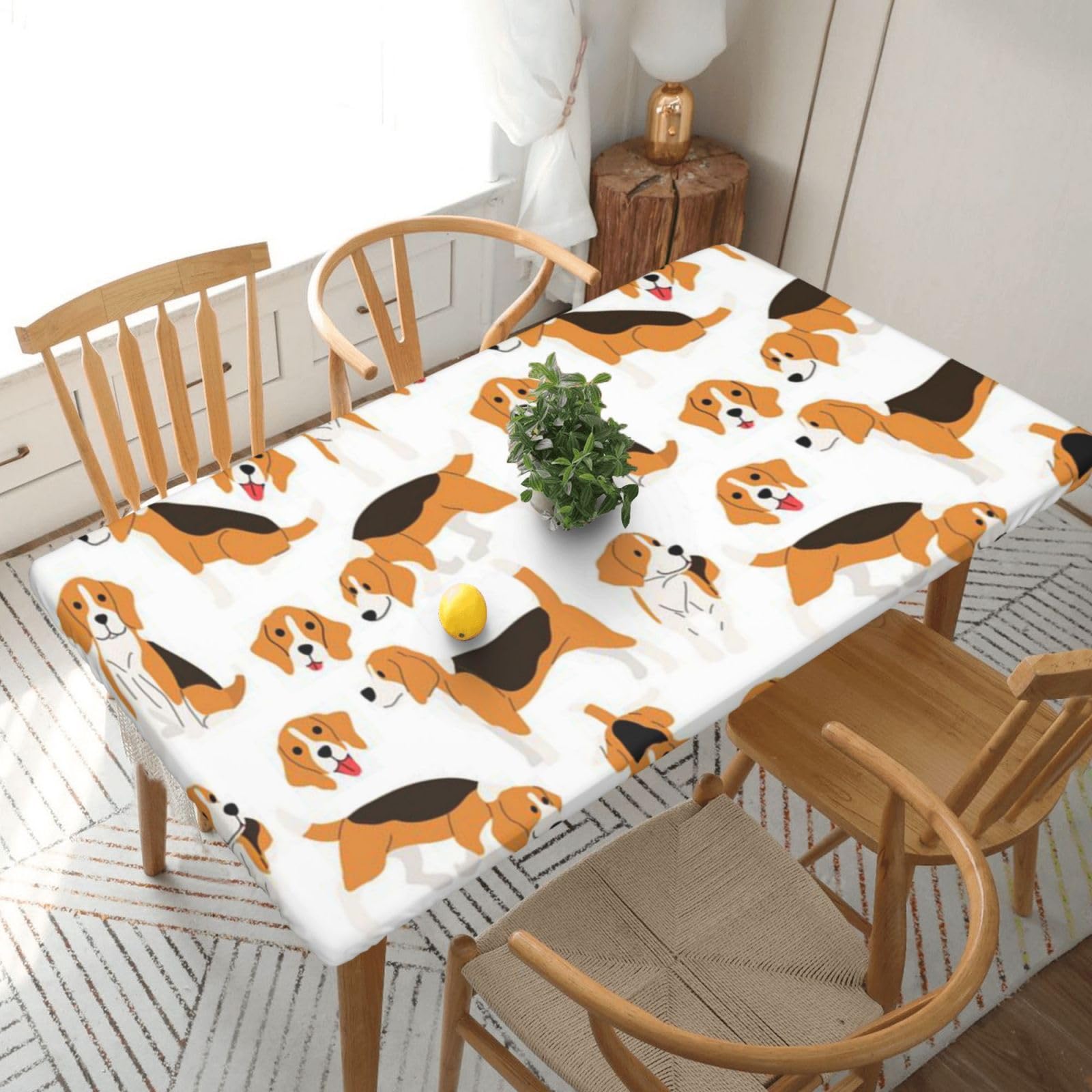 BNVSADC Beagle Dog Printed 5FT Tablecloth Polyester Kitchen Water Resistant Table Cloth Dining Table Decoration Table Covers, 152x76 CM