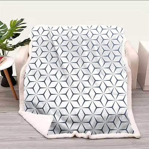 Miniatura 2 de Cobijas Calientes para Invierno Geometría Lattice Line - Mantas modernas de otoño mullidas, cálidas, acogedoras, gruesas para artículos esenciales