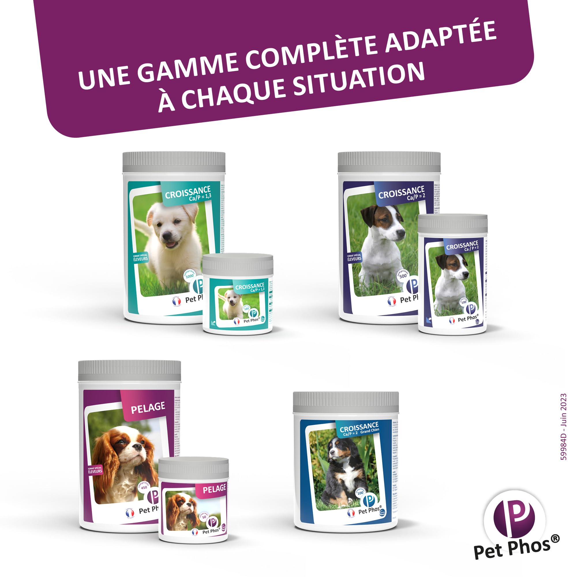 Pet PHOS Pelage Chien - Pelage Sec, terne et abîmé - Chute abondante des Poils - Période de mue - Préparation aux Concours et expositions.