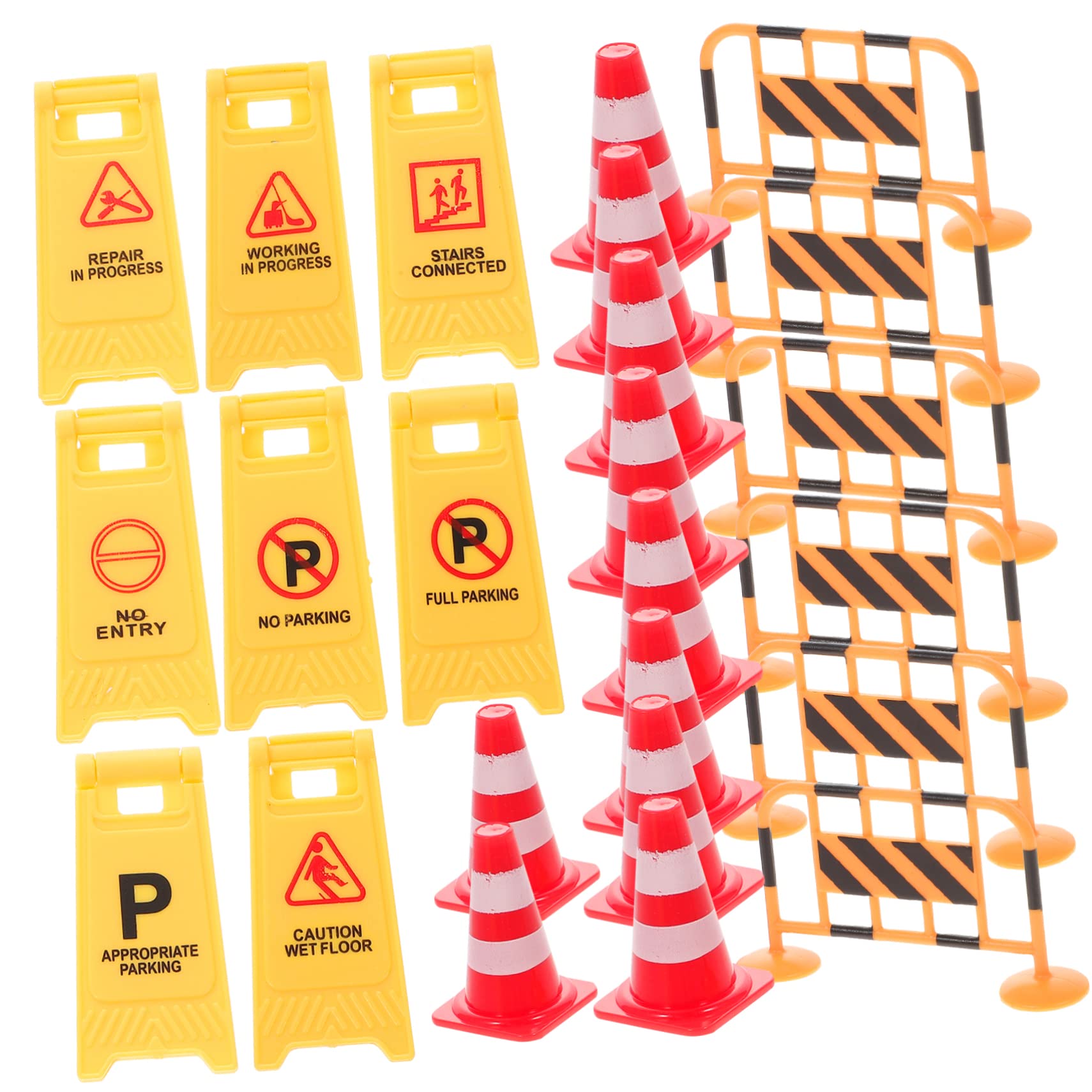 Toddmomy Roadblock Toys Traffic Sign Set 26pcs Street Traffic Sign Toys for Boys and Girls