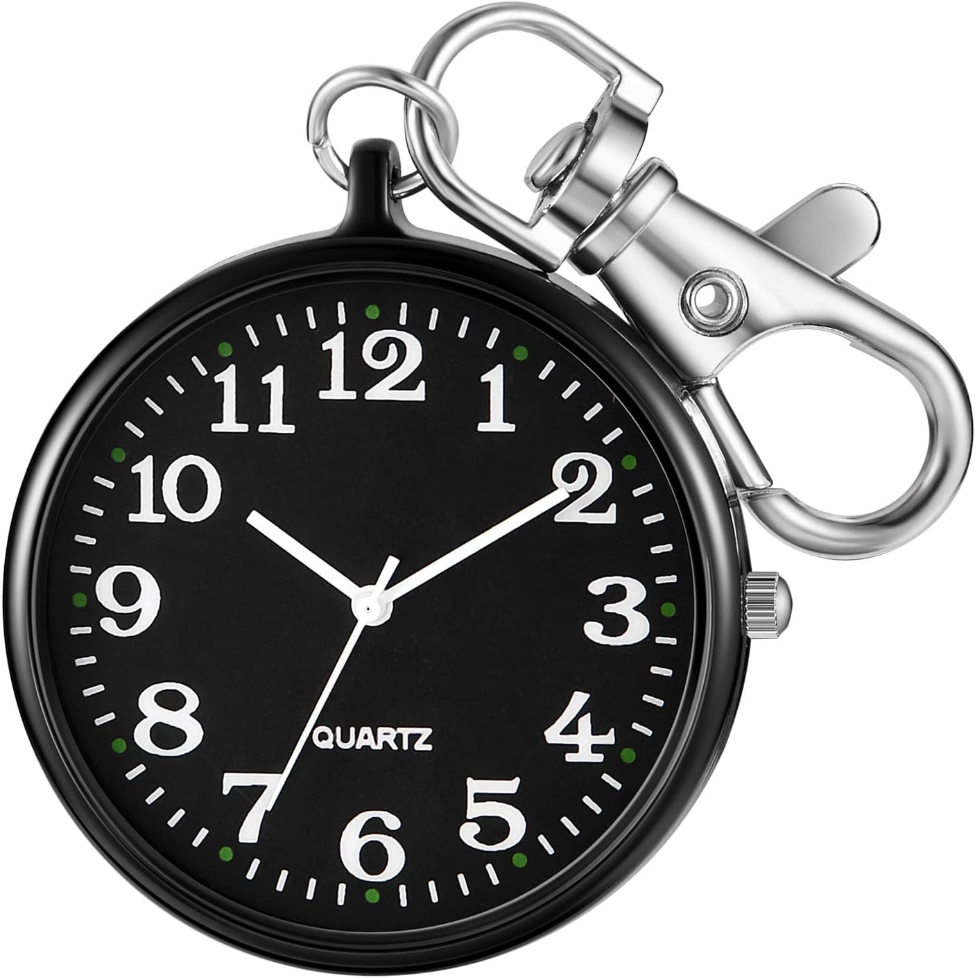 Men's Portable Ultra-Thin Uncovered Quartz Pocket Watch with Key Chain,Portable Quartz Arabic Digital Dial Pocket Watches for Men