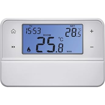 Emos Digital Room Thermostat with OpenTherm Support - Programmable, Wired, Surface-Mounted Thermostat, White, 12.6 x 8.4 x 2.