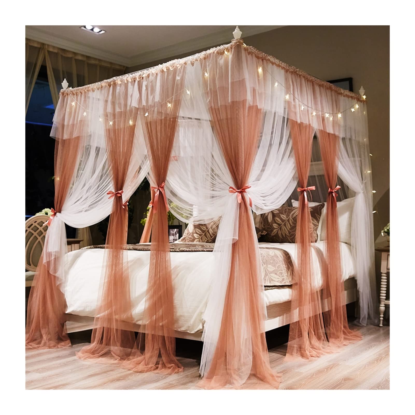 Dosel para cama de lujo con rieles de acero inoxidable de 200x220 cm