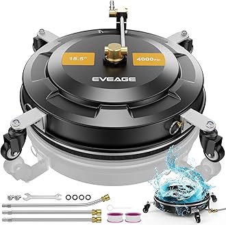 EVEAGE 15" Surface Cleaner & Undercarriage Pressure Washer Attachment, 2-in-1 Reversible Pressure Washer Surface Cleaner with Wheels,Portable for Deck Sidewalk Porch, Power Washer Accessories 4000PSI