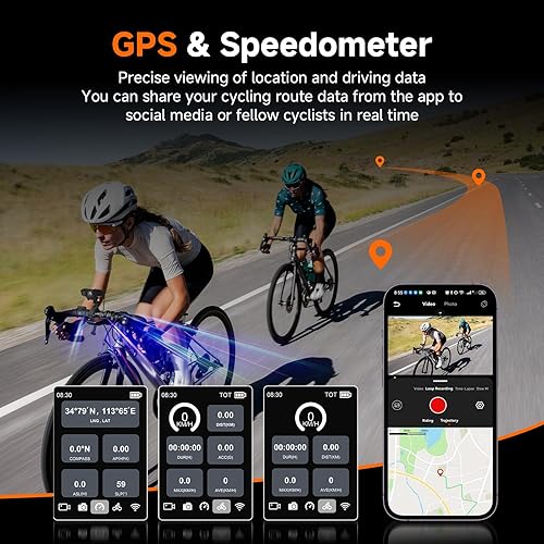 Miniatura 4 de SVBONY SVGo C1 - Kit de cámara de bicicleta 5 en 1 con cámaras de tablero 4K30FPS, rastreador GPS, velocímetroodómetro, luces de bicicletacampana,