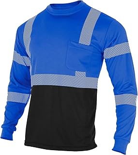 VENDACE Safety Reflective High Visibility Long Sleeve Shirts ANSI Class 3 Hi Vis Construction Work T Shirts for Men