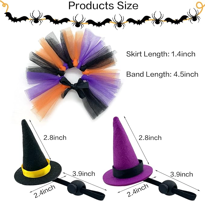 Vehomy 4Pcs Disfraz de Bruja Lagarto Halloween - Faldas Tutú y Sombreros miniatura 2