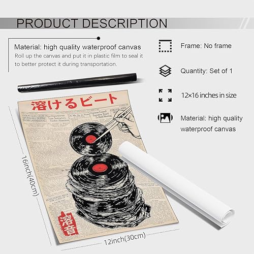 Miniatura 2 de Póster de música vintage japonés, arte estético de periódico retro, arte de pared de vinilo derretido, impresiones en lienzo para bar, dormitorio,