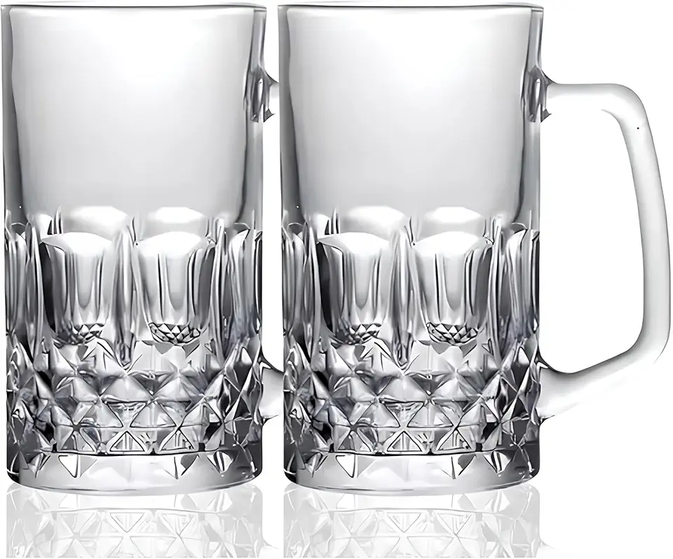 Kit 2 Canecas de Vidro Chopp Cerveja Restaurante Bar Churrasco 555ml