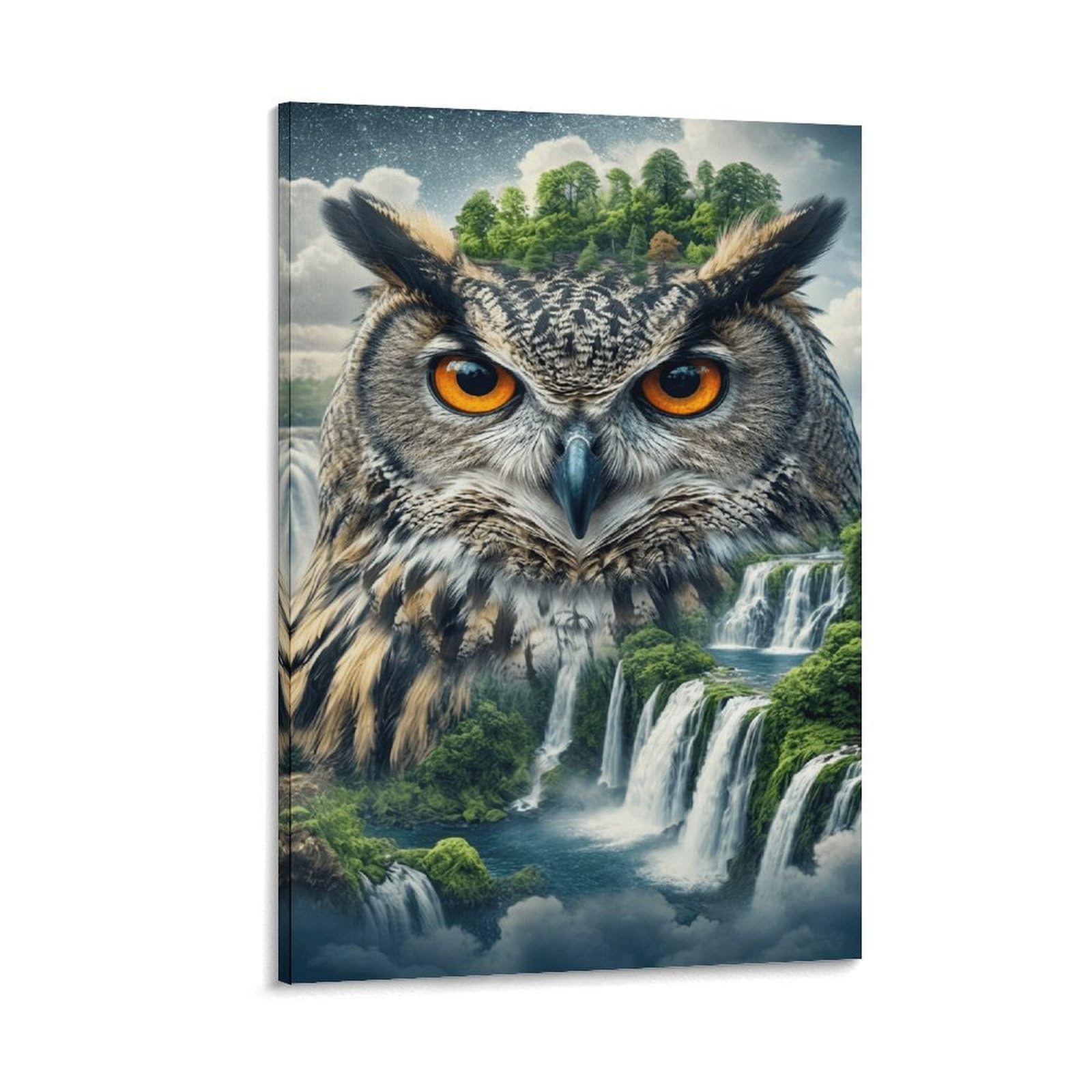XPASHIQWC Owl Wall Decor Poster Forest Mountain Giclee Canvas Prints Modern Wall Art Picture Wall Hanging for Bedroom Living Room Decor 20x30inch(50x75cm)