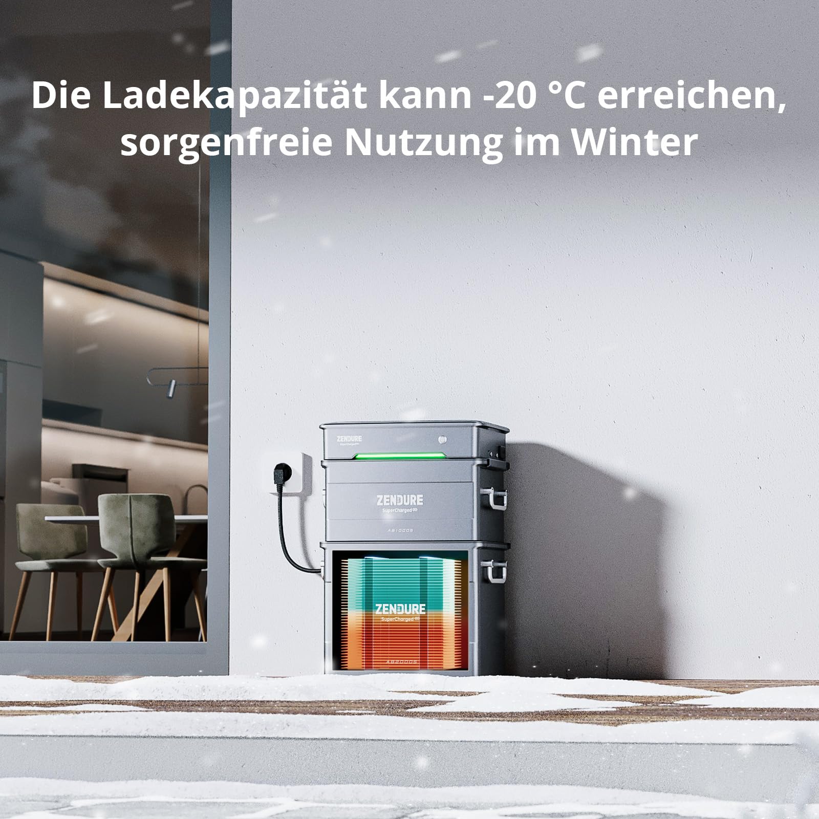 ZENDURE SuperCharged AB2000, Balkonkraftwerk mit Speicher, 1920Wh LiFePO4 Akku, 7680Wh Erweiterbare Kapazität, Wasserdicht IP65, Selbsterwärmende Funktion