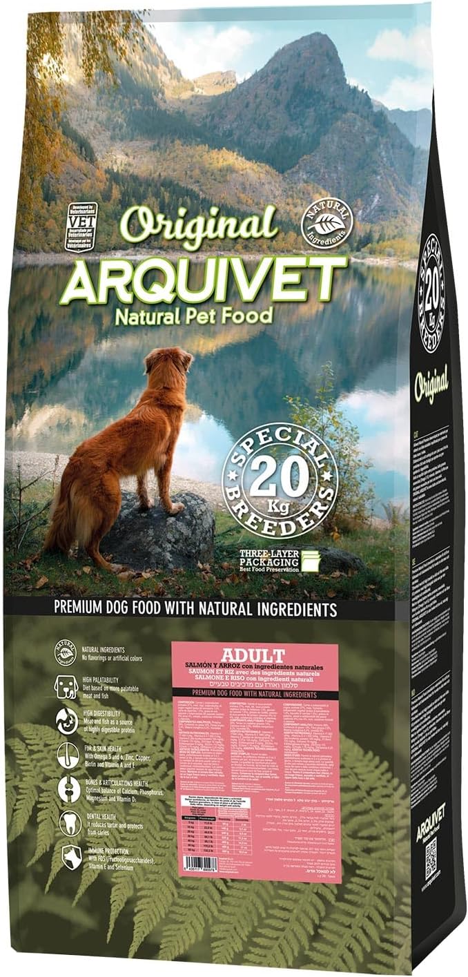 Arquivet Original Adult - Pienso para Perros Adultos - Salmón y arroz - Comida para Perros - Alimento seco para Perros - Alimentación Canina - Pienso Saludable - 20 kg