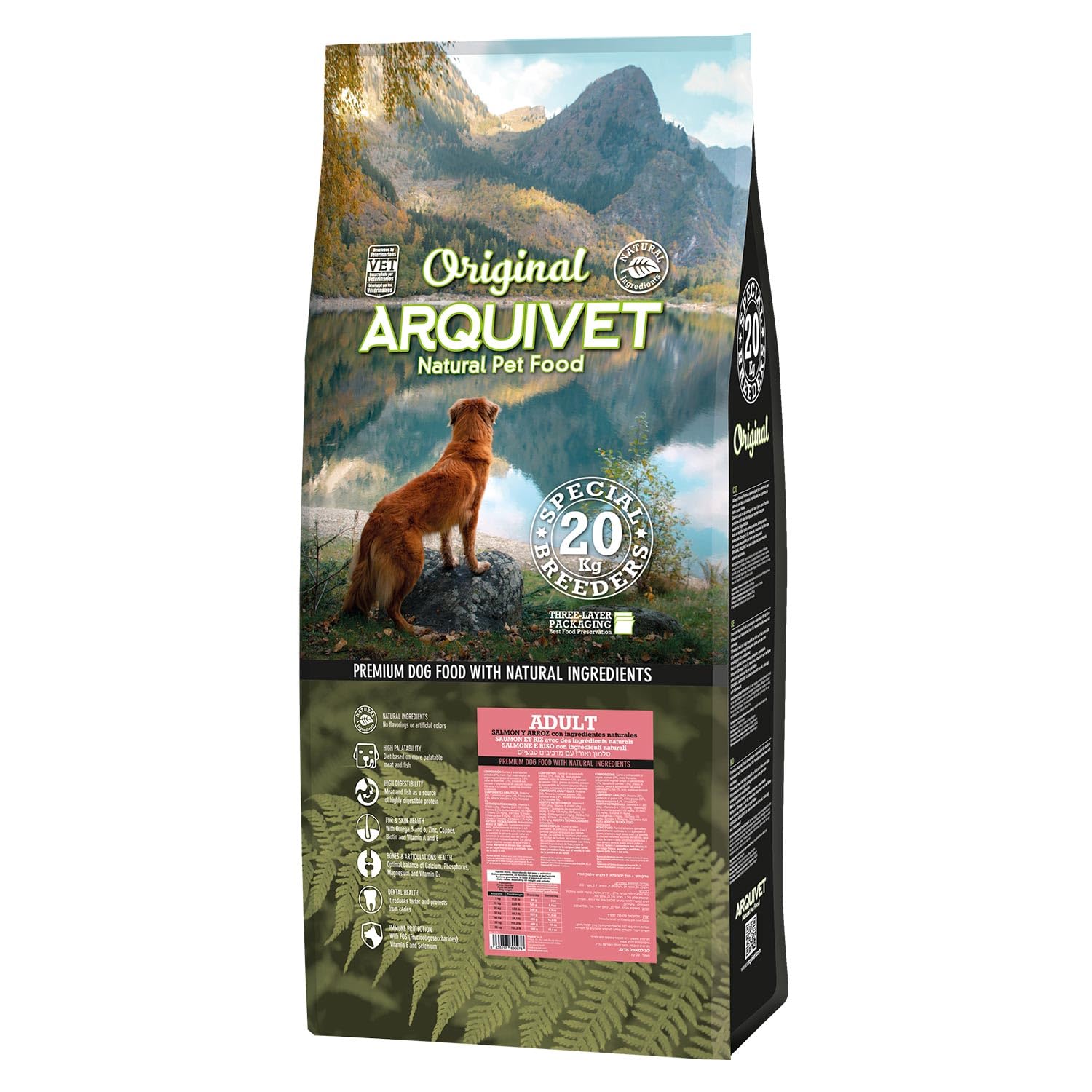 Arquivet Original Adult - Pienso para Perros Adultos - Salmón y arroz - Comida para Perros - Alimento seco para Perros - Alimentación Canina - Pienso Saludable - 20 kg
