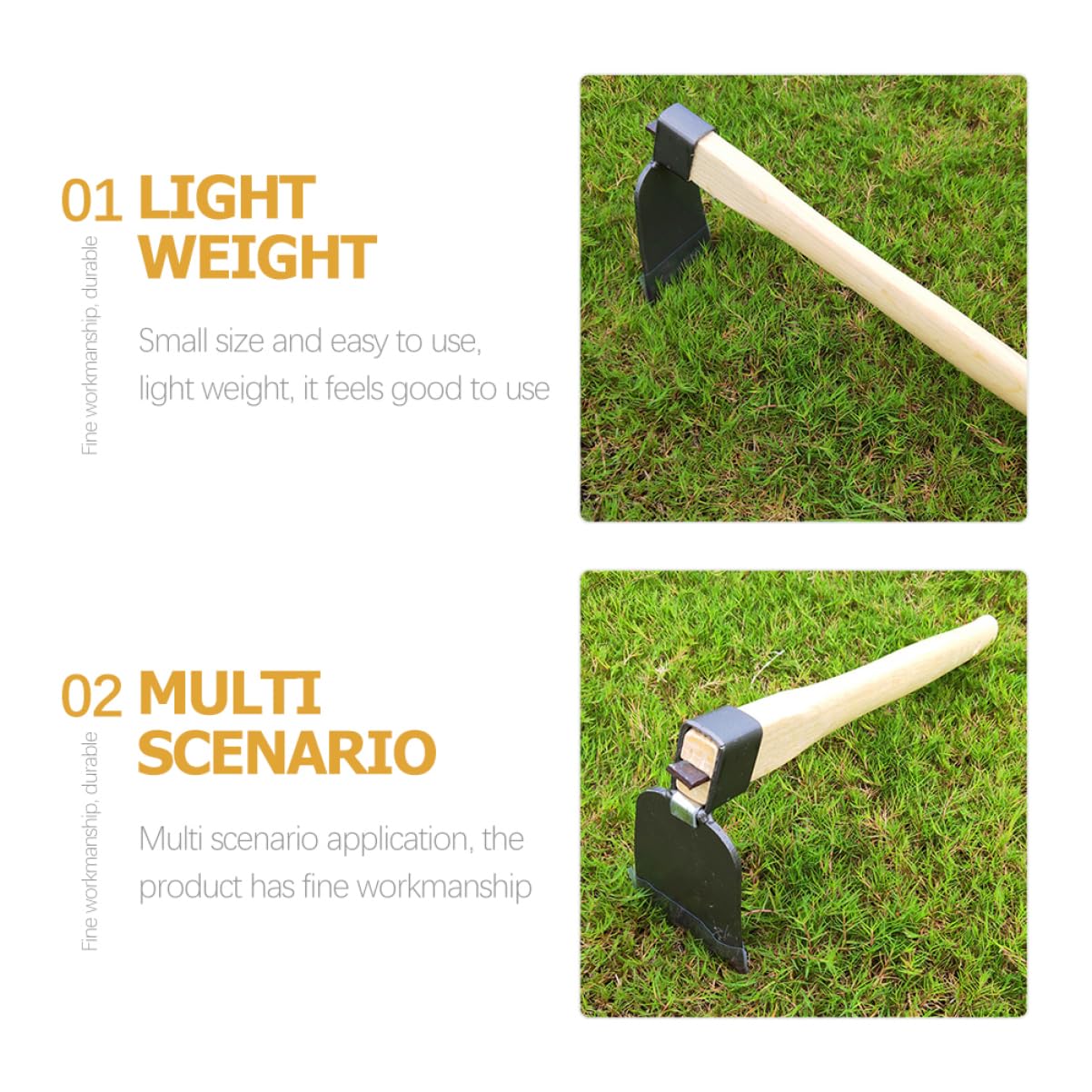 HANABASS Azada De Jardinería De Acero Herramienta Manual De Jardinería Mango De Madera Para Huerto Para De Hortalizas Deshierbe y Plantación Al Aire