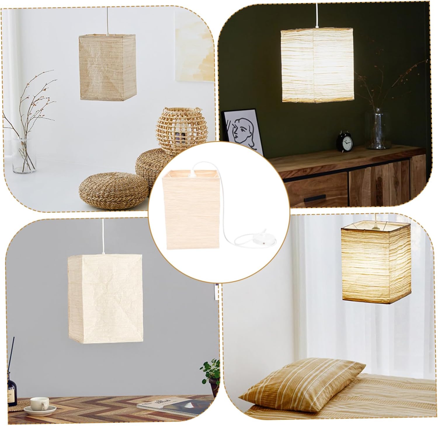 DOITOOL Simple Paper Pendant Light Creative Hanging Lamp for Home Hotel and Restaurant Warm Atmosphere Eye-Friendly Design Modern Style for Dining and Living Spaces