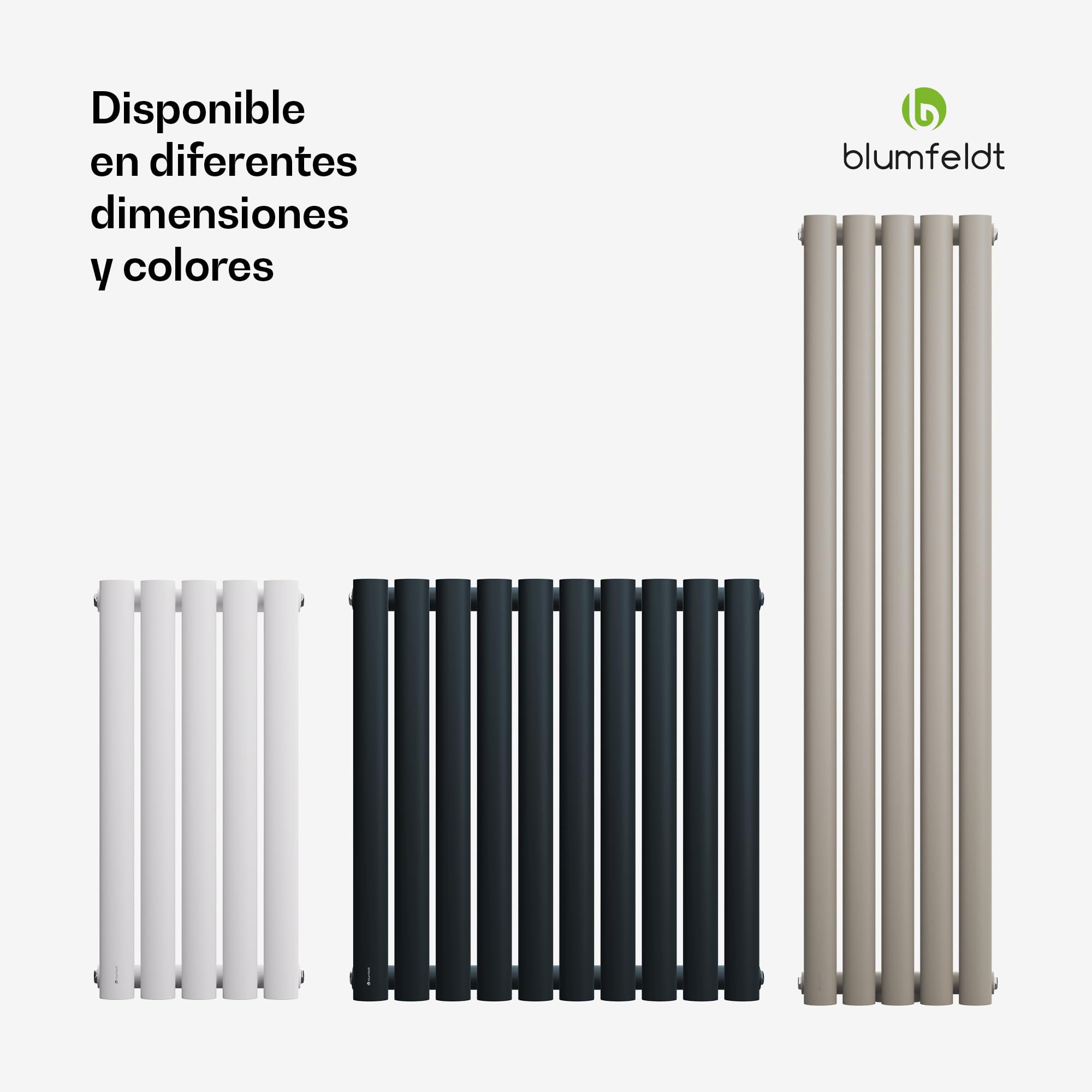 Blumfeldt Radiador, 462W, Montaje en Pared, Conexión Central de ½'', Una Capa, Acero Con Recubrimiento en Polvo, Eficiencia Energética para Baños, Salas de Estar y Oficinas, 60x60 cm, Antracita