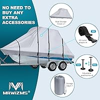 Vista 7 de MRWIZMS Funda para barco, lonas 900D para barcos de 20 a 22 pies, cubierta de consola central para barco con parte superior en T