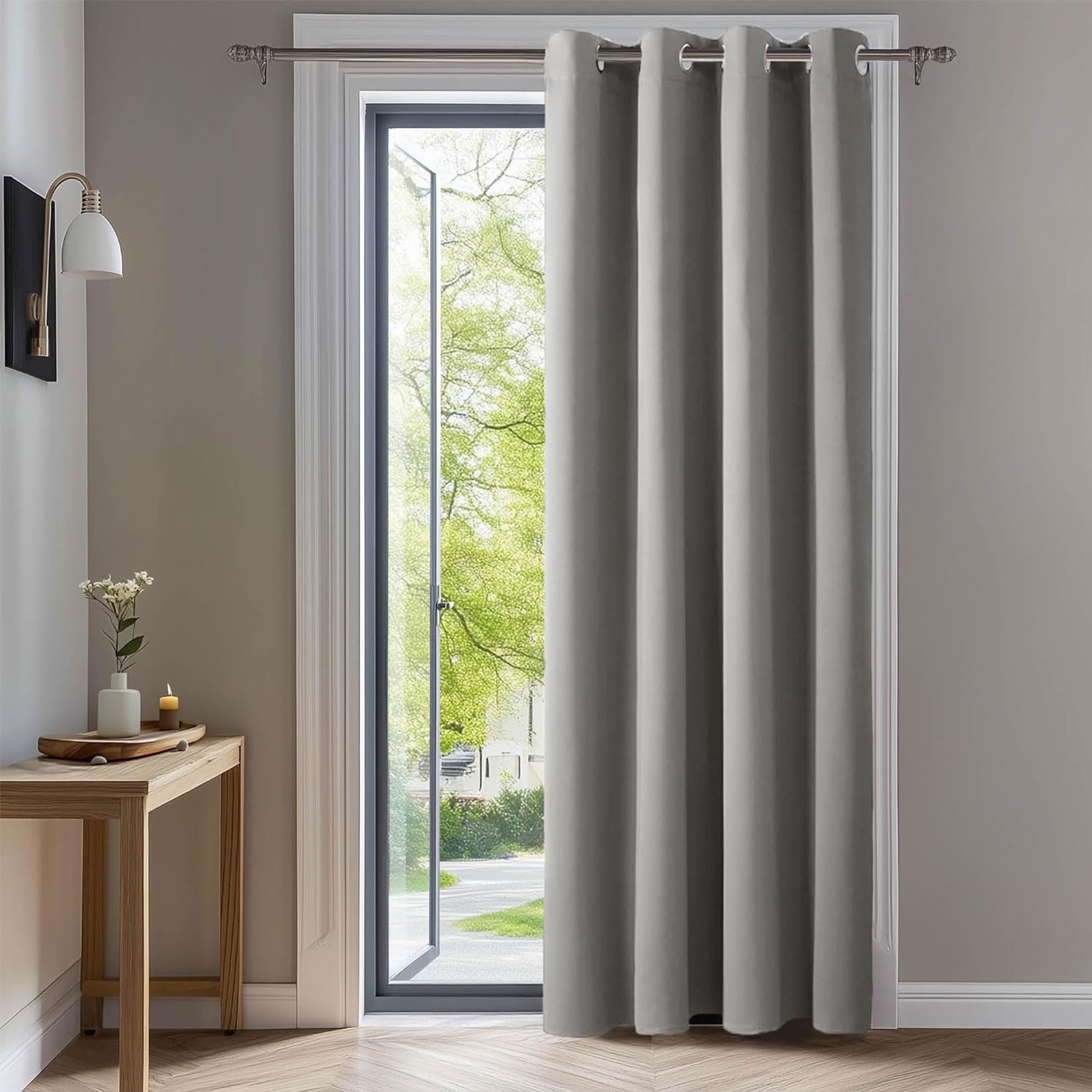 LIUJYUAN Blackout Curtains 130 x 220 cm Room Darkening, Privacy Protection Curtains for Bedroom Soft Texture, Solid Color for Balcony, Kithcen Window, Light Grey